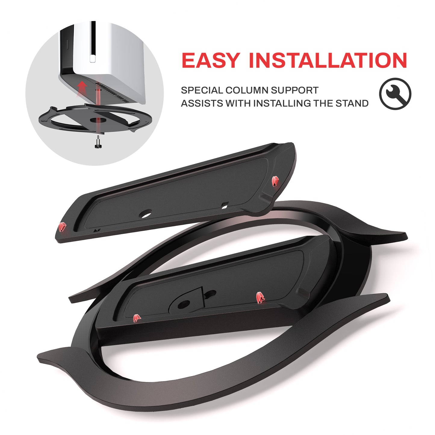PlayVital 縦置きスタンド 滑り止めパッド付き PS5/Slim/Pro/Standard コンソール ディスク&デジタル対応 省スペース設計 ホルダーベース アクセサリー【ブラック】