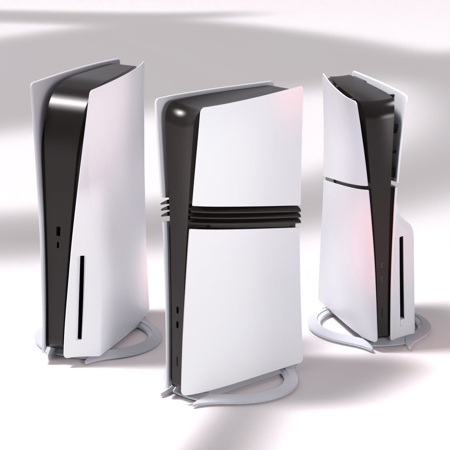 PlayVital 縦置きスタンド 滑り止めパッド付き PS5/Slim/Pro/Standard コンソール ディスク&デジタル対応 省スペース設計 ホルダーベース アクセサリー【ホワイト】