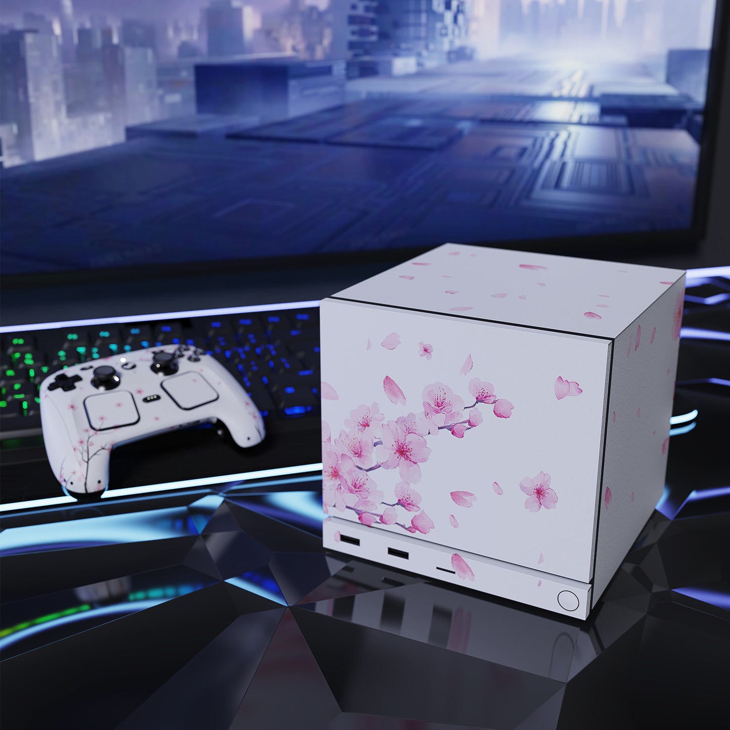 PlayVital Steam Machine本体・Steam Controller用 スキンシールセット (2026) 【桜の花びら】