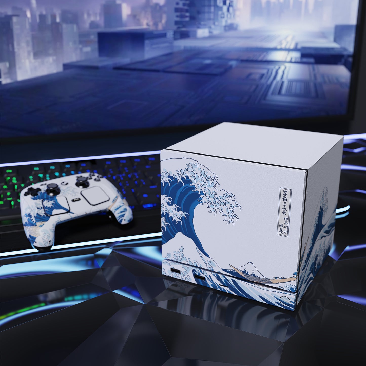PlayVital Steam Machine本体・Steam Controller用 スキンシールセット (2026) 【神奈川の浪】
