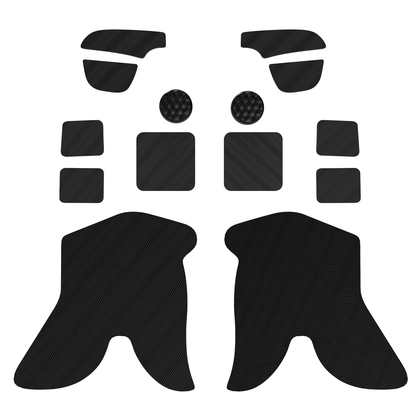 PlayVital プロフェッショナル テクスチャード ソフト ラバー パッド ハンドル グリップ 親指グリップ キャップ付き Steam Deck LCD & OLED 用【水紋テクスチャブラック】