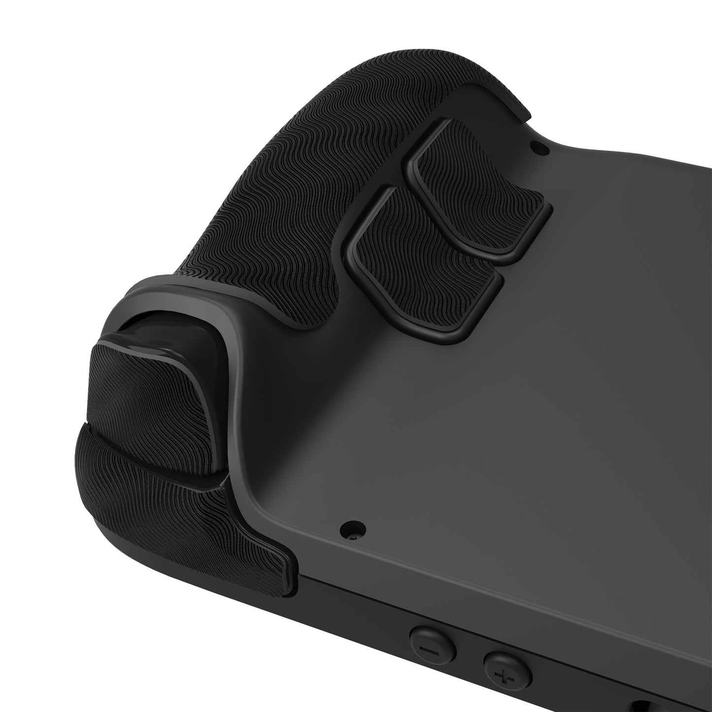PlayVital プロフェッショナル テクスチャード ソフト ラバー パッド ハンドル グリップ 親指グリップ キャップ付き Steam Deck LCD & OLED 用【水紋テクスチャブラック】