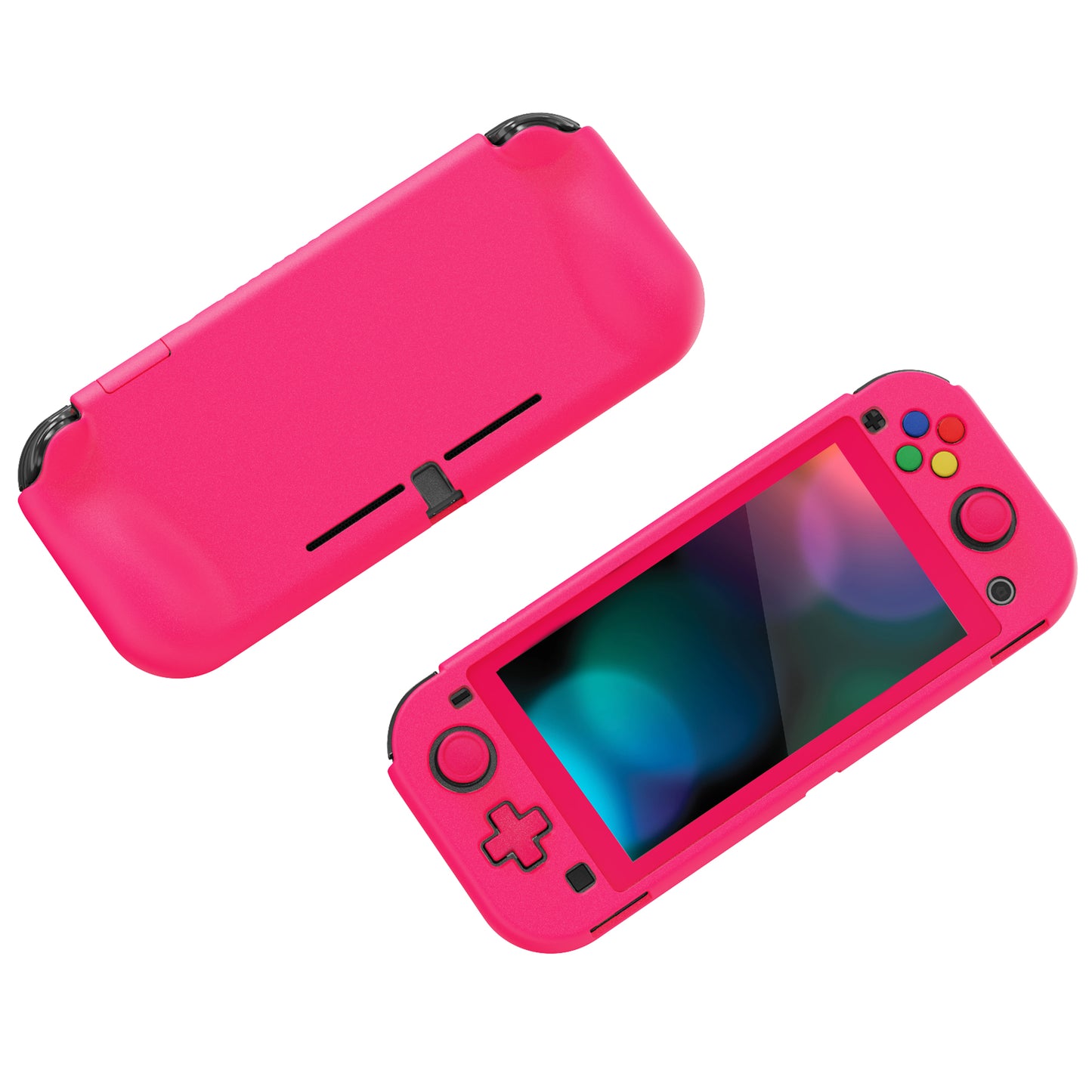 PlayVital ZealProtect ハードシェル保護ケース スクリーンプロテクター、サムグリップキャップ、ボタンキャップ付き Switch Lite用【濃いピンク
