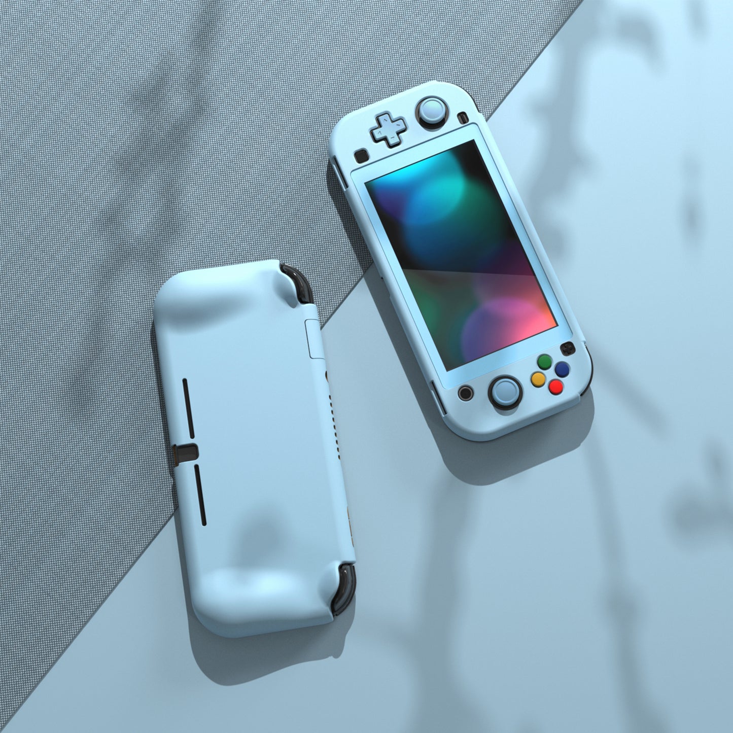 PlayVital ZealProtect ハードシェル保護ケース スクリーンプロテクター、サムグリップキャップ、ボタンキャップ付き Switch Lite用【ヘブンブルー】