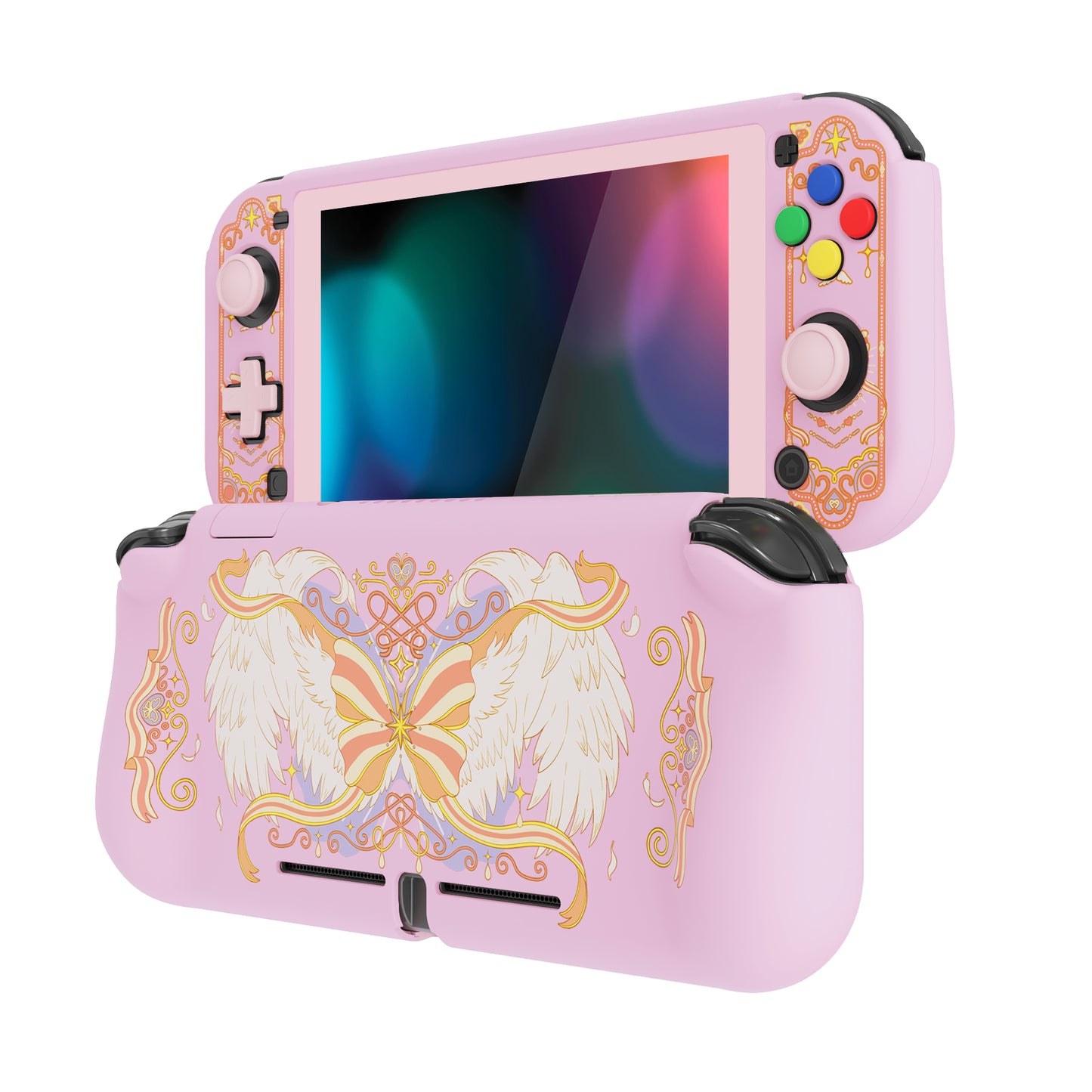 PlayVital ZealProtect ハードシェル保護ケース スクリーンプロテクター、サムグリップキャップ、ボタンキャップ付き Switch Lite用【魔法の翼】
