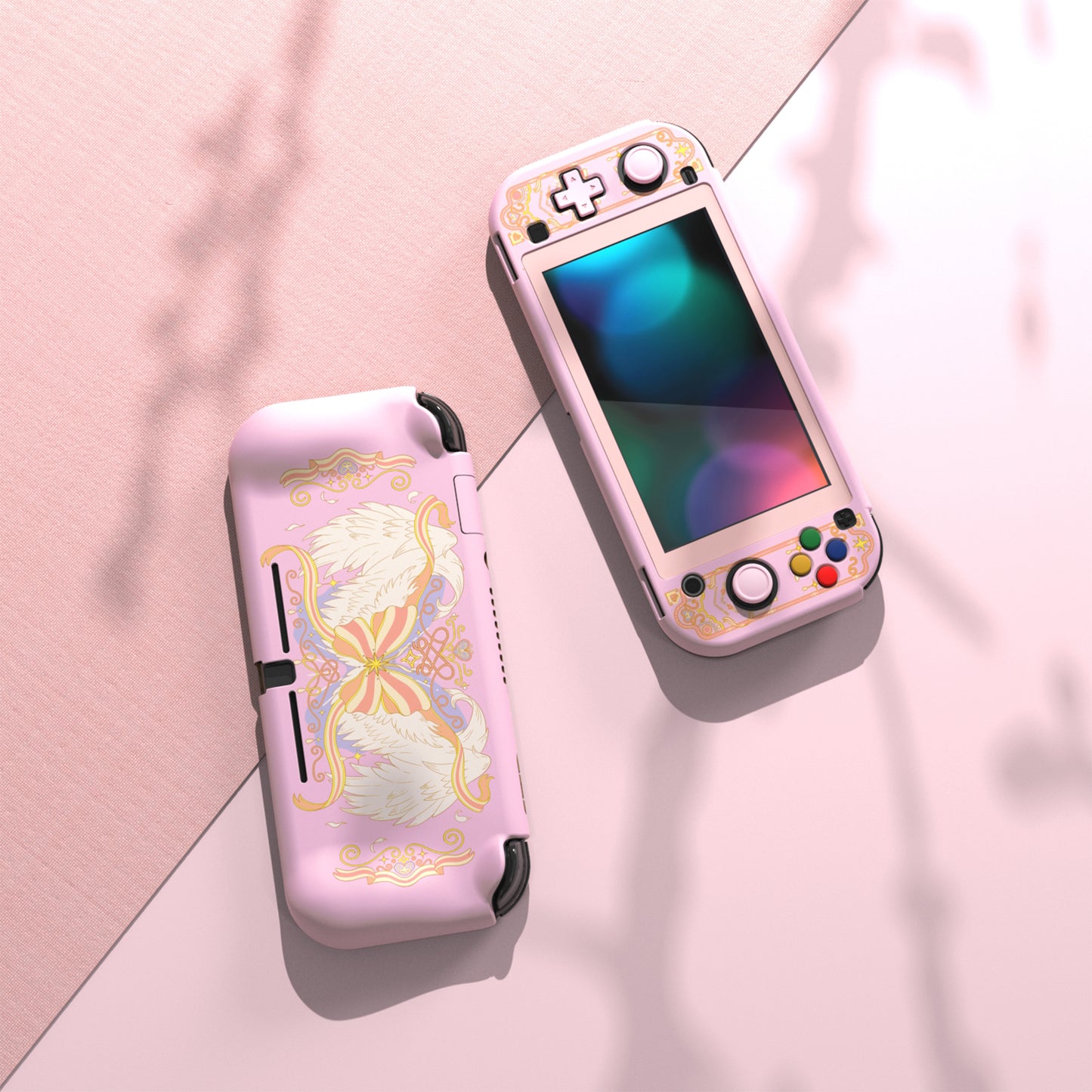 PlayVital ZealProtect ハードシェル保護ケース スクリーンプロテクター、サムグリップキャップ、ボタンキャップ付き Switch Lite用【魔法の翼】