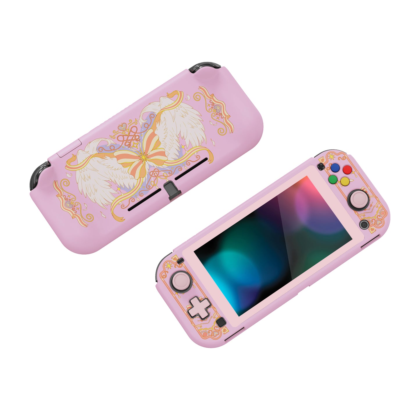 PlayVital ZealProtect ハードシェル保護ケース スクリーンプロテクター、サムグリップキャップ、ボタンキャップ付き Switch Lite用【魔法の翼】