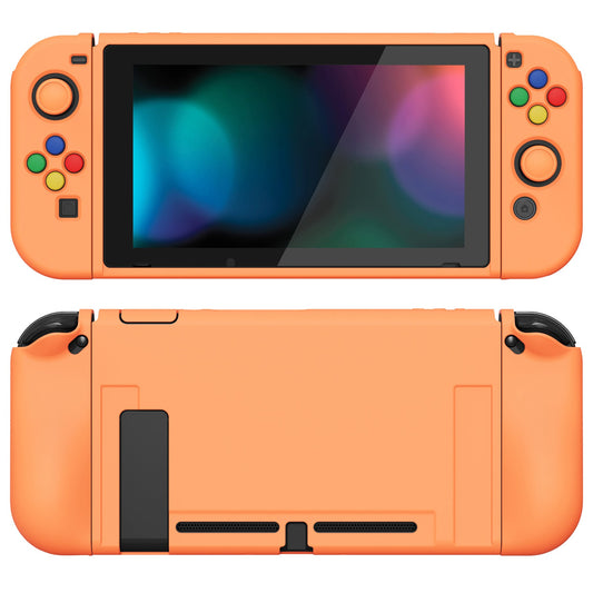 PlayVital ZealProtect ソフト TPU スリム保護ケース、強化ガラススクリーンプロテクター、サムグリップ、ABXY 方向ボタンキャップ付き NS Switch 用【アプリコットイエロー】