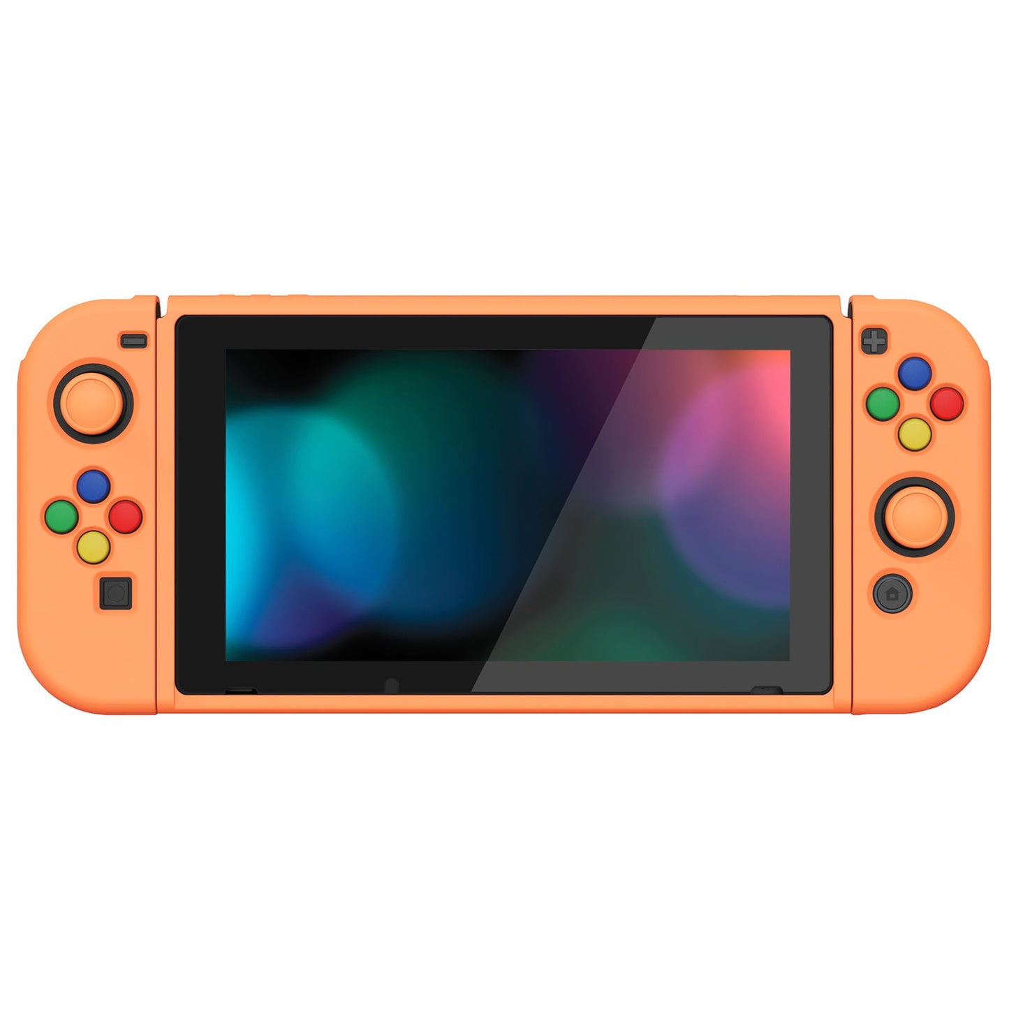 PlayVital ZealProtect ソフト TPU スリム保護ケース、強化ガラススクリーンプロテクター、サムグリップ、ABXY 方向ボタンキャップ付き NS Switch 用【アプリコットイエロー】