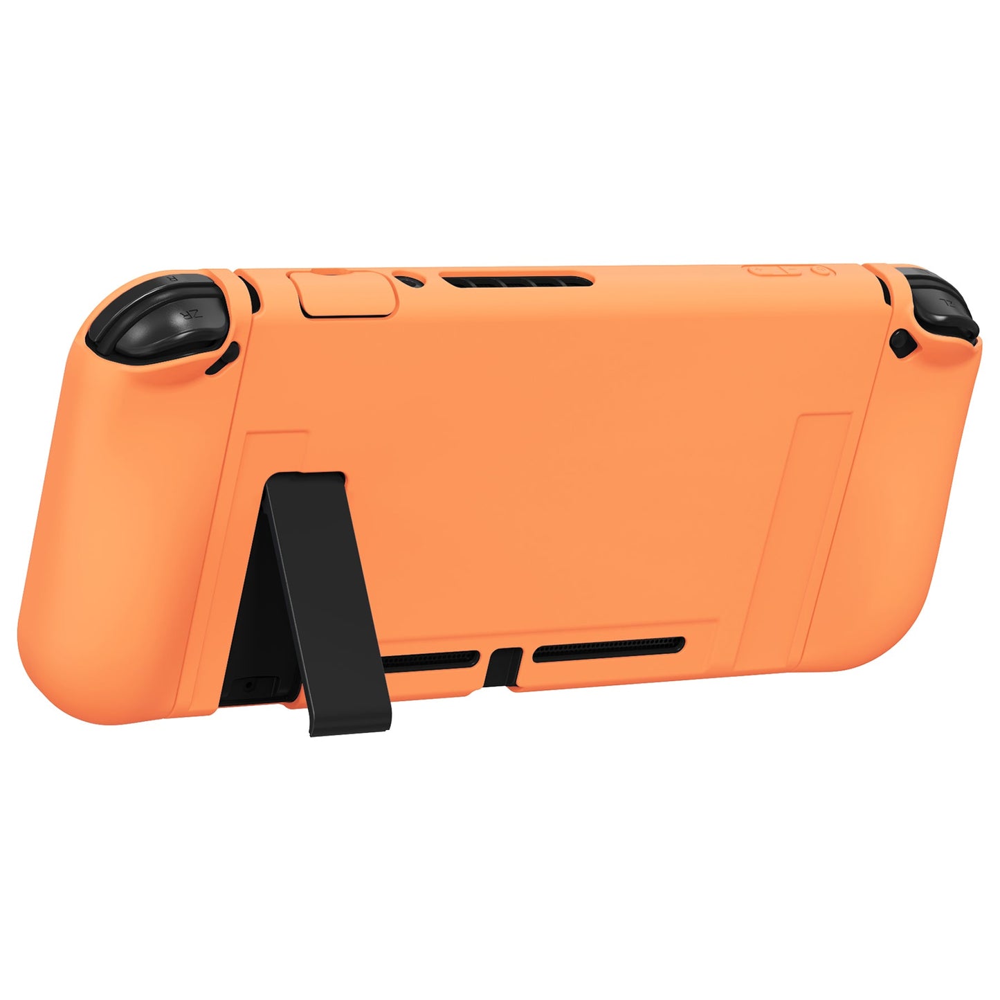 PlayVital ZealProtect ソフト TPU スリム保護ケース、強化ガラススクリーンプロテクター、サムグリップ、ABXY 方向ボタンキャップ付き NS Switch 用【アプリコットイエロー】
