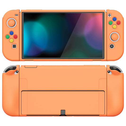 PlayVital ZealProtect ソフト TPU スリム保護ケース 親指グリップキャップと ABXY 方向ボタンキャップ付き Switch 有機el 用【アプリコットイエロー 】