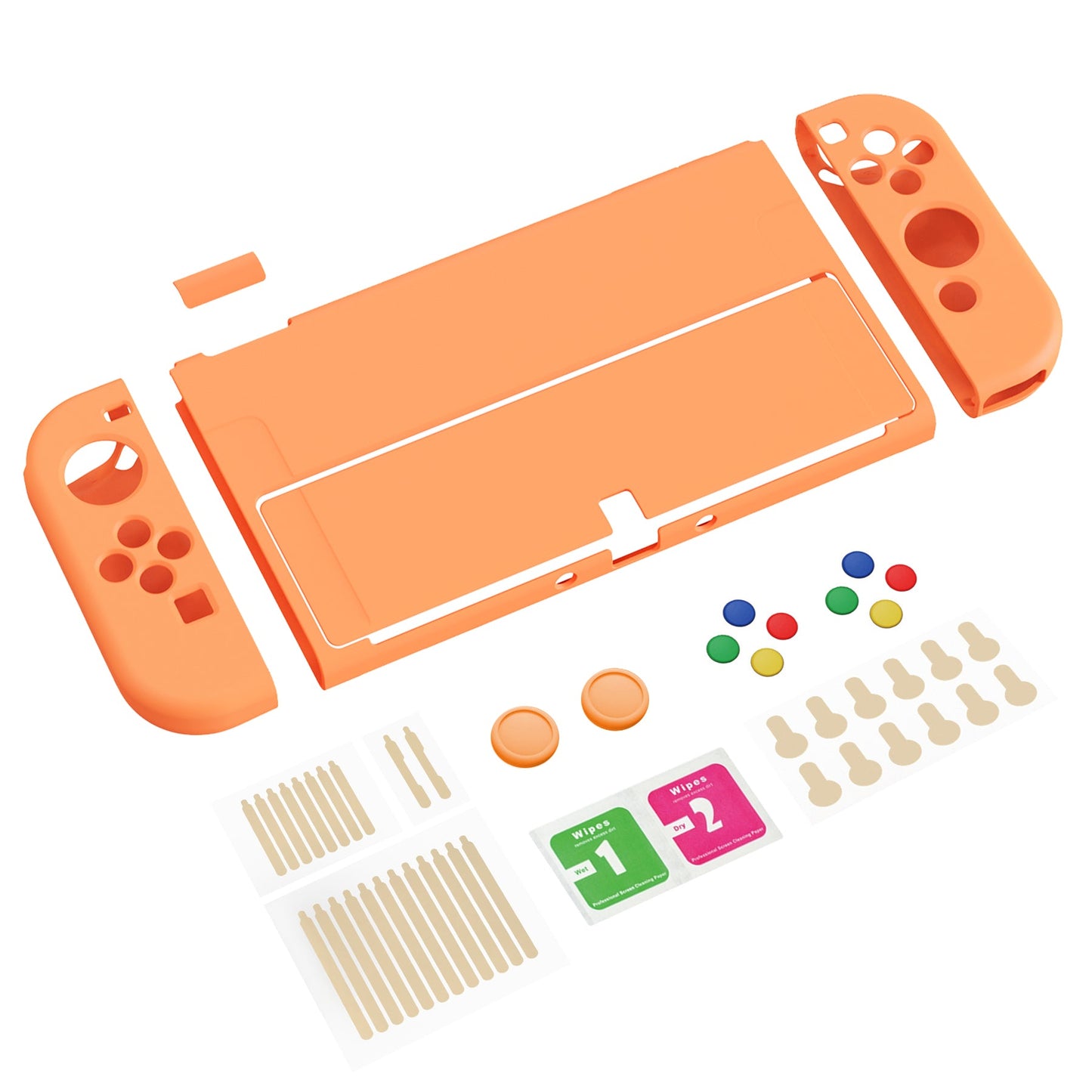 PlayVital ZealProtect ソフト TPU スリム保護ケース 親指グリップキャップと ABXY 方向ボタンキャップ付き Switch 有機el 用【アプリコットイエロー 】
