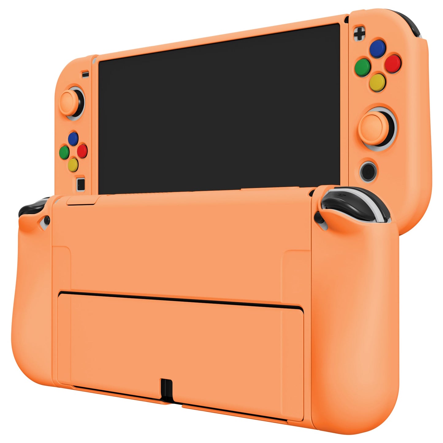PlayVital ZealProtect ソフト TPU スリム保護ケース 親指グリップキャップと ABXY 方向ボタンキャップ付き Switch 有機el 用【アプリコットイエロー 】