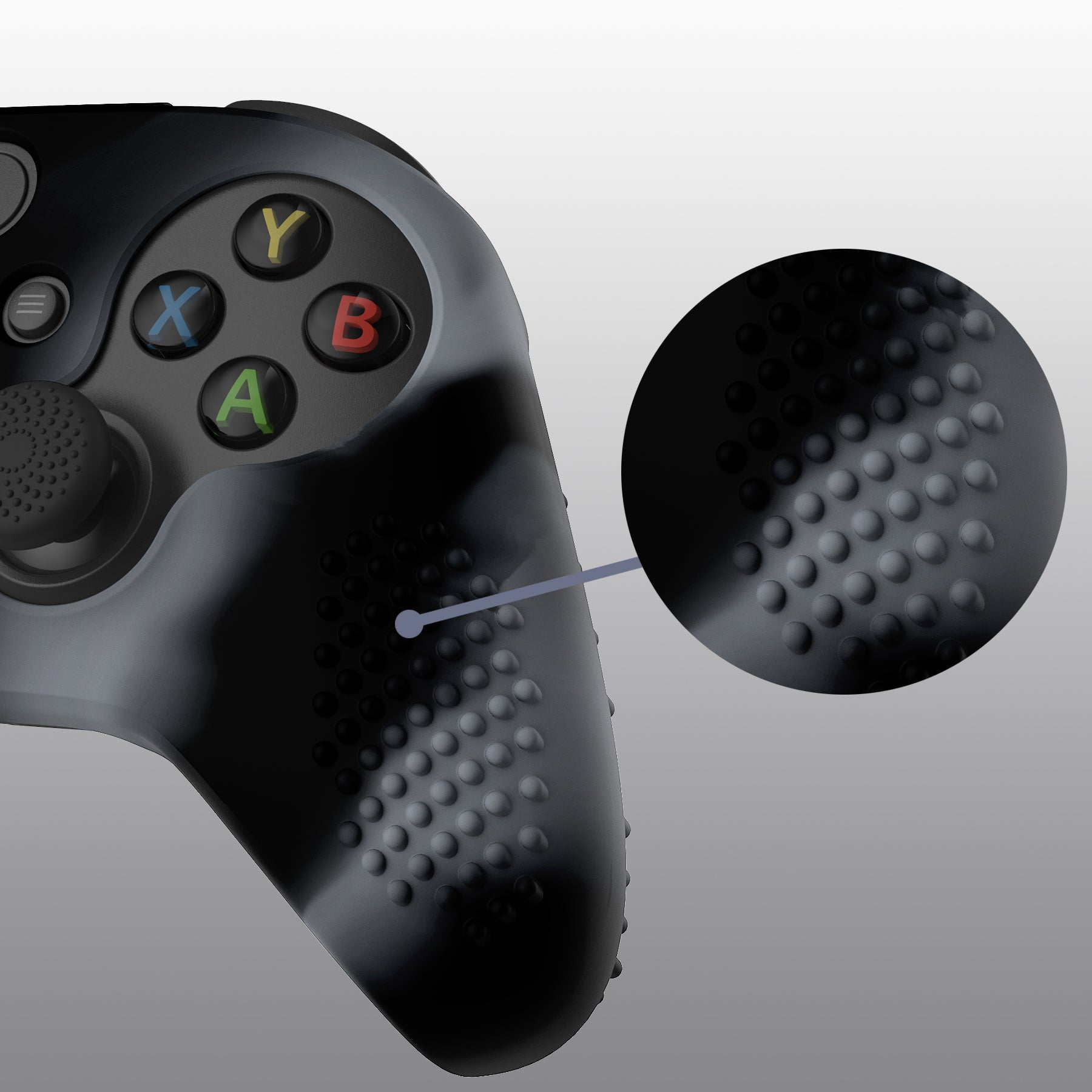 PlayVital 3D Studded Edition Anti-slip Silicone Cover Skin with Thumb Grip Caps for Xbox Series X/S Controller & Xbox Core Wireless Controller - New Hope Gray & Black - SDX3023 PlayVital