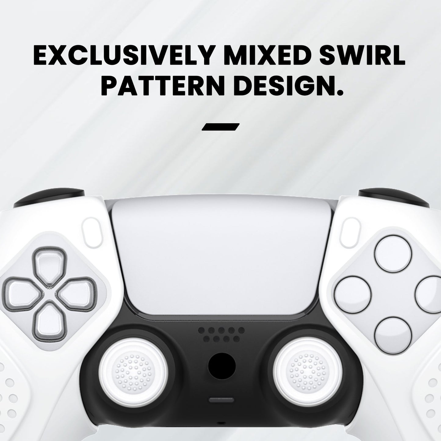 PlayVital Guardian Edition Ergonomic Anti-Slip Silicone Cover Skin with Thumb Grip Caps for PS5 Wireless Controller, Compatible with Charging Station - White - YHPF027 PlayVital