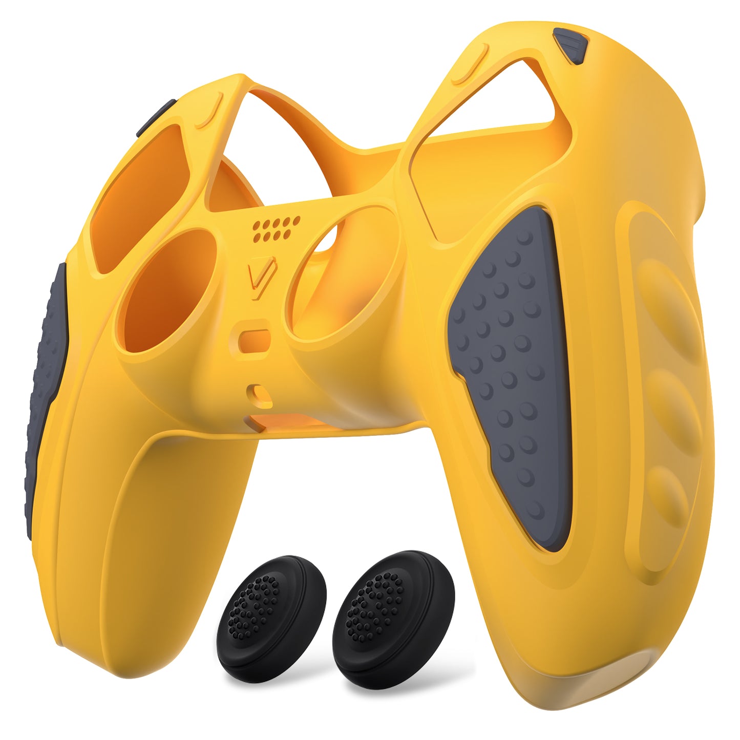 PlayVital Knight Edition 滑り止めシリコンカバースキン サムグリップキャップ付き PS5 ワイヤレスコントローラー用【黄色や灰色】