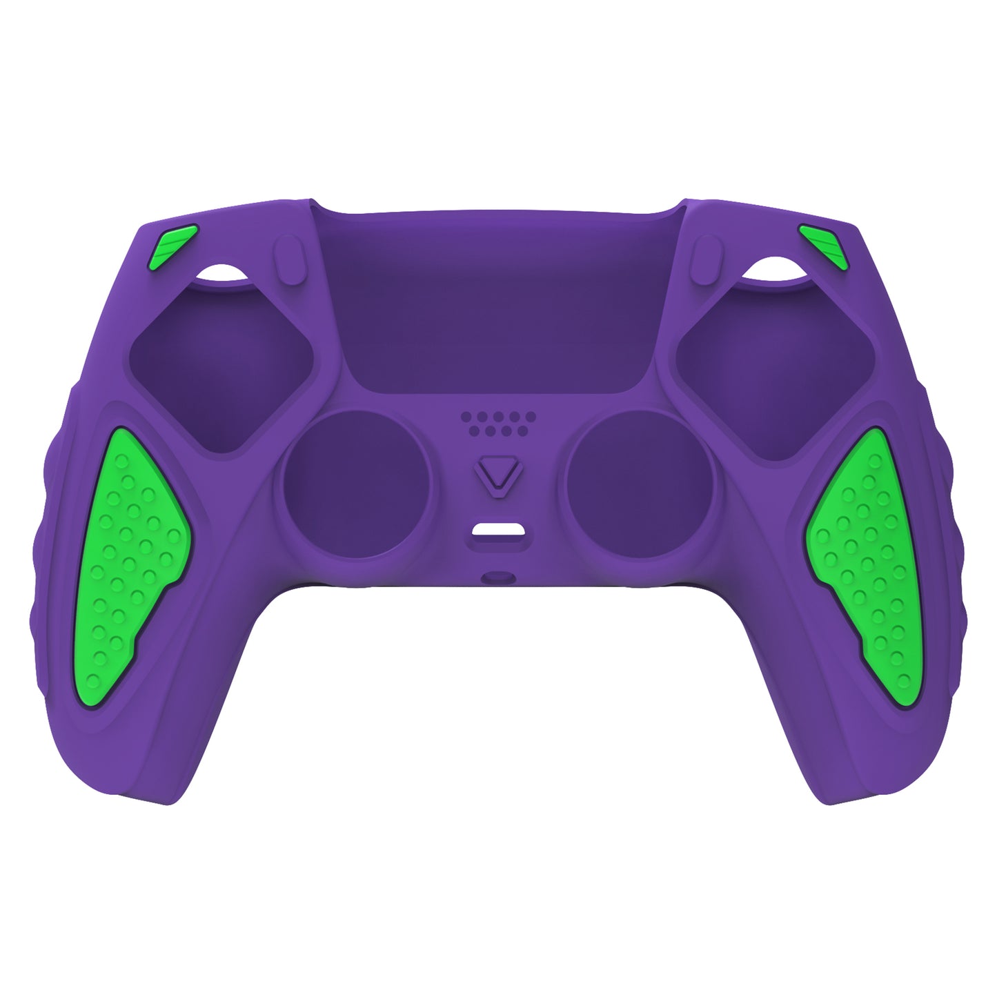 PlayVital Knight Edition 滑り止めシリコンカバースキン サムグリップキャップ付き PS5 ワイヤレスコントローラー用【紫や緑】
