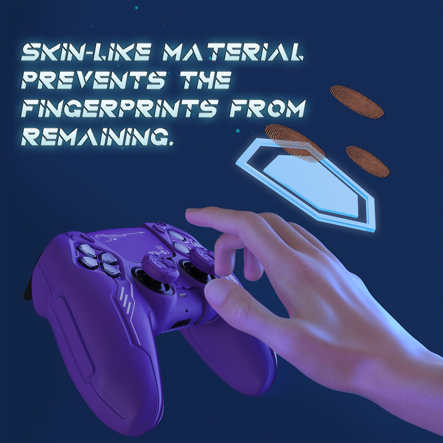 PlayVital Mecha Edition シリコンカバー with 2 ジョイスティックキャップと 6 ステッカー for PS5 コントローラー - 充電ステーション対応【パープル】