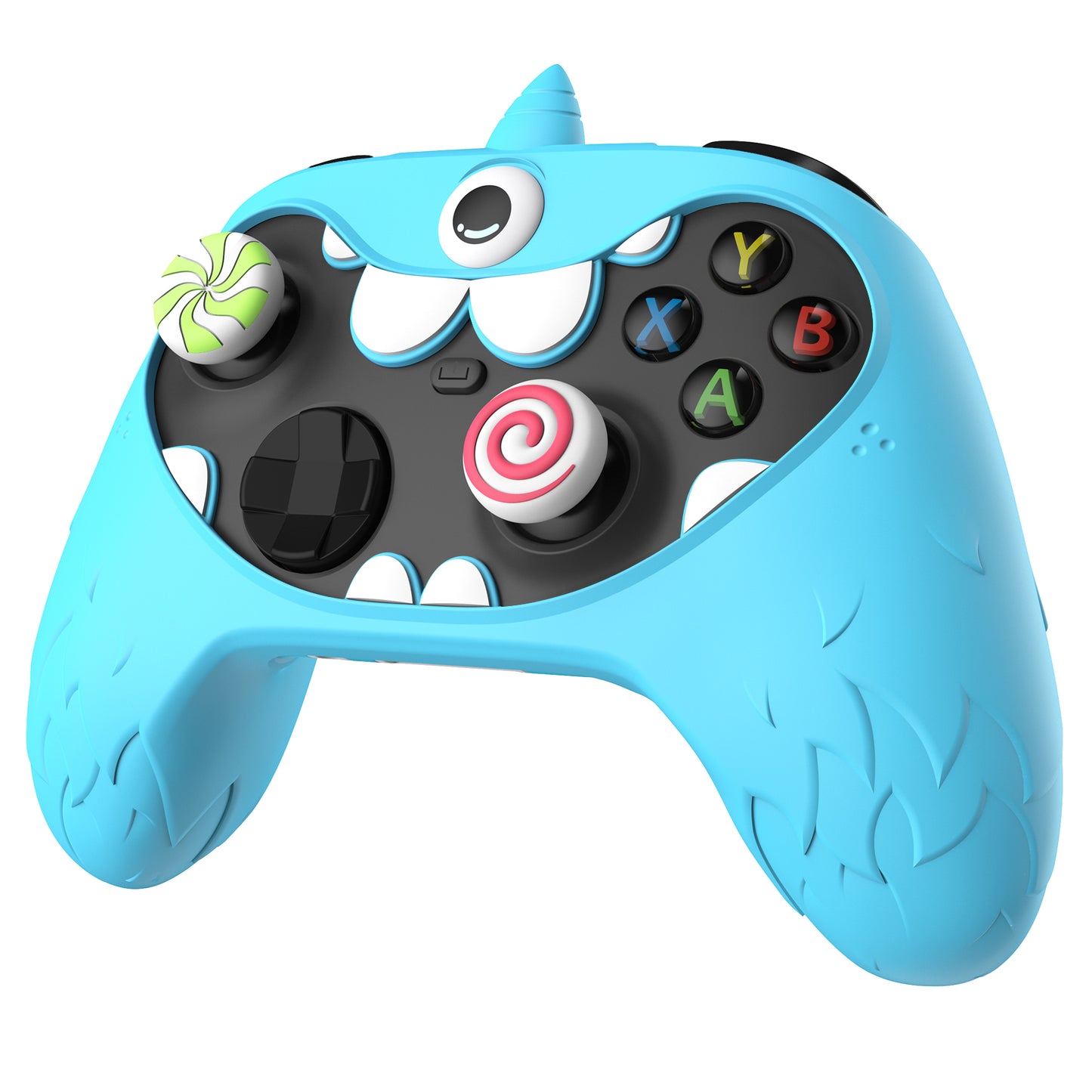 PlayVital MonoEye Monster キュートシリコンカバー for Xbox Series X/S コントローラー、ジョイスティックキャップとステッカー付き Xbox Core コントローラーグリップケース【ブルー】