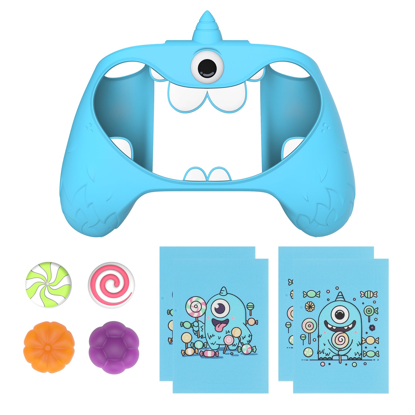 PlayVital MonoEye Monster キュートシリコンカバー for Xbox Series X/S コントローラー、ジョイスティックキャップとステッカー付き Xbox Core コントローラーグリップケース【ブルー】