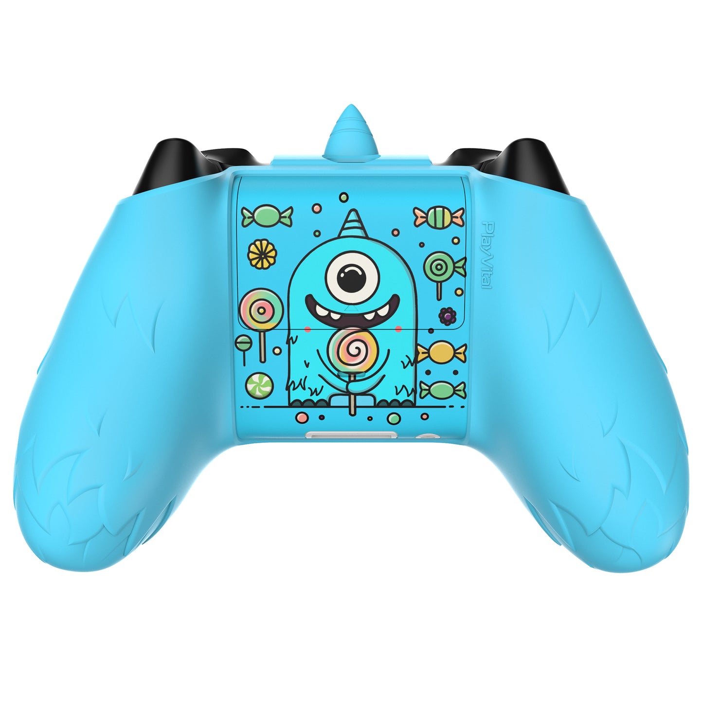 PlayVital MonoEye Monster キュートシリコンカバー for Xbox Series X/S コントローラー、ジョイスティックキャップとステッカー付き Xbox Core コントローラーグリップケース【ブルー】