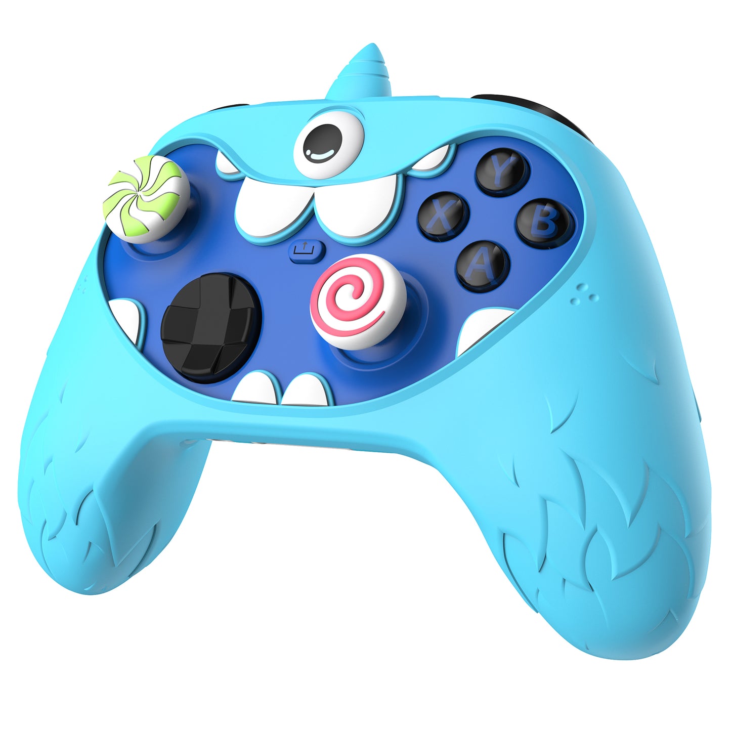 PlayVital MonoEye Monster キュートシリコンカバー for Xbox Series X/S コントローラー、ジョイスティックキャップとステッカー付き Xbox Core コントローラーグリップケース【ブルー】