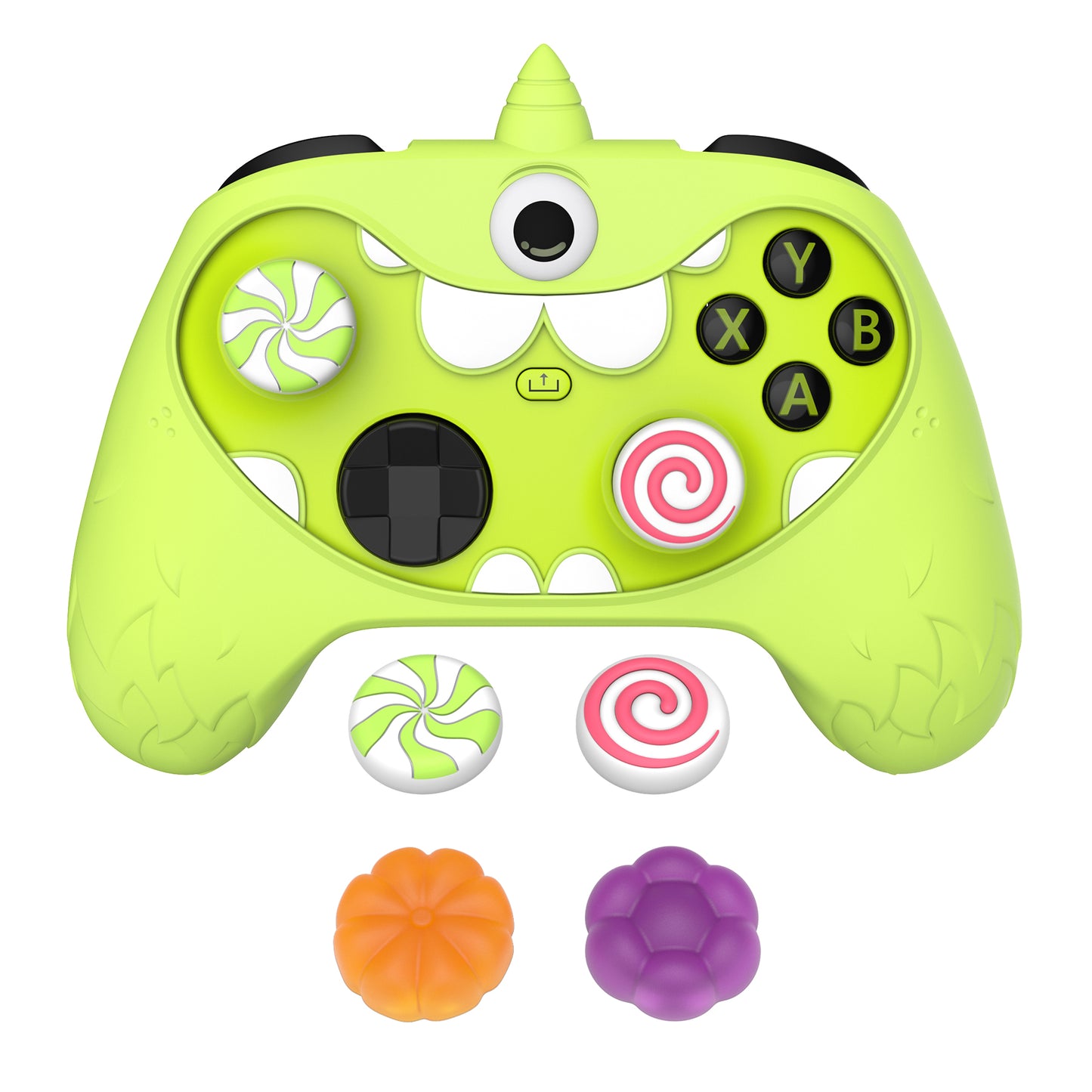 PlayVital MonoEye Monster キュートシリコンカバー for Xbox Series X/S コントローラー、ジョイスティックキャップとステッカー付き Xbox Core コントローラーグリップケース 【グリーン】