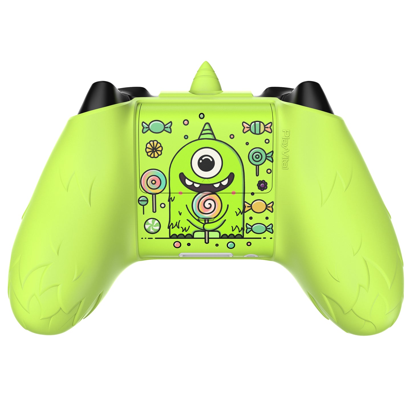 PlayVital MonoEye Monster キュートシリコンカバー for Xbox Series X/S コントローラー、ジョイスティックキャップとステッカー付き Xbox Core コントローラーグリップケース 【グリーン】