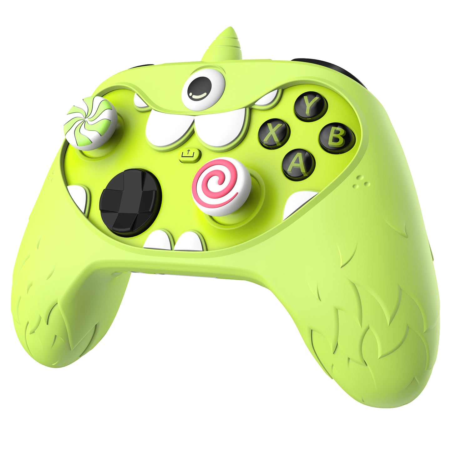 PlayVital MonoEye Monster キュートシリコンカバー for Xbox Series X/S コントローラー、ジョイスティックキャップとステッカー付き Xbox Core コントローラーグリップケース 【グリーン】