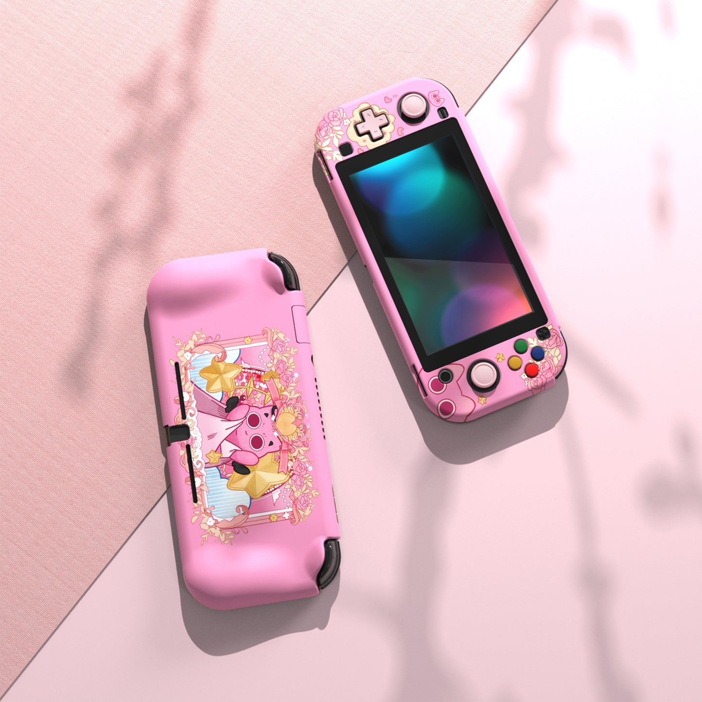 PlayVital ZealProtect ハードシェル保護ケース スクリーンプロテクター、サムグリップキャップ、ボタンキャップ付き Switch Lite用【PP & ピンク】