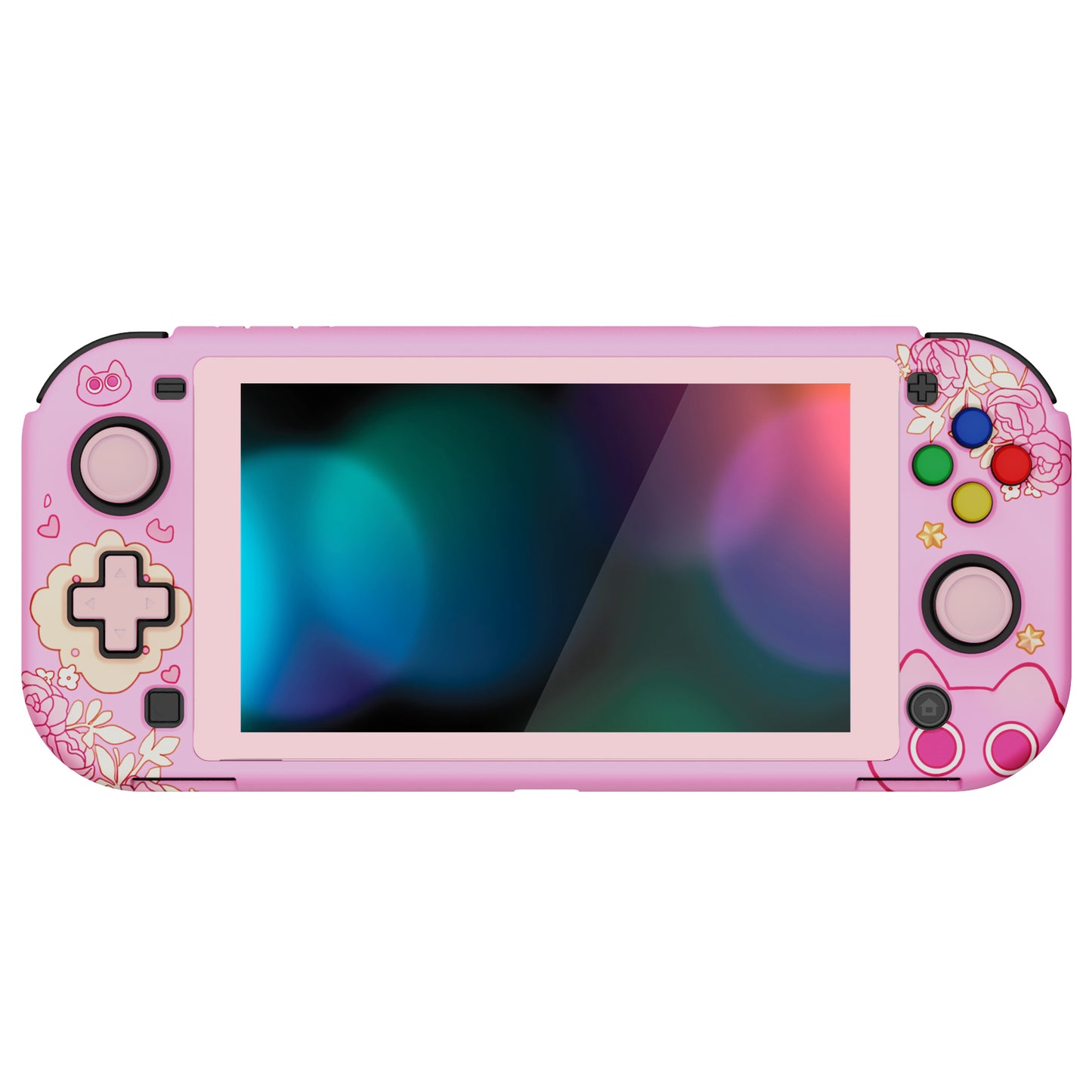 PlayVital ZealProtect ハードシェル保護ケース スクリーンプロテクター、サムグリップキャップ、ボタンキャップ付き Switch Lite用【PP & ピンク】