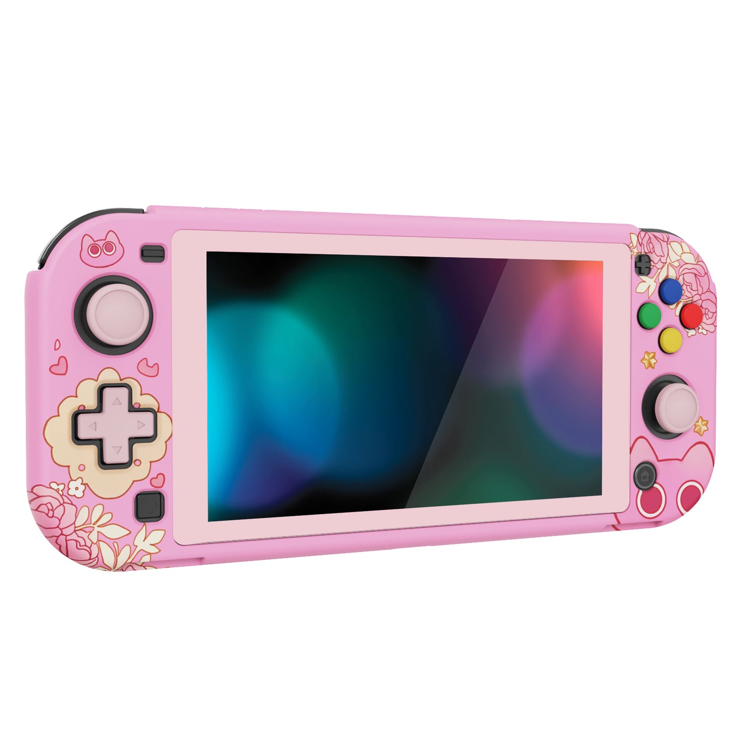 PlayVital ZealProtect ハードシェル保護ケース スクリーンプロテクター、サムグリップキャップ、ボタンキャップ付き Switch Lite用【PP & ピンク】