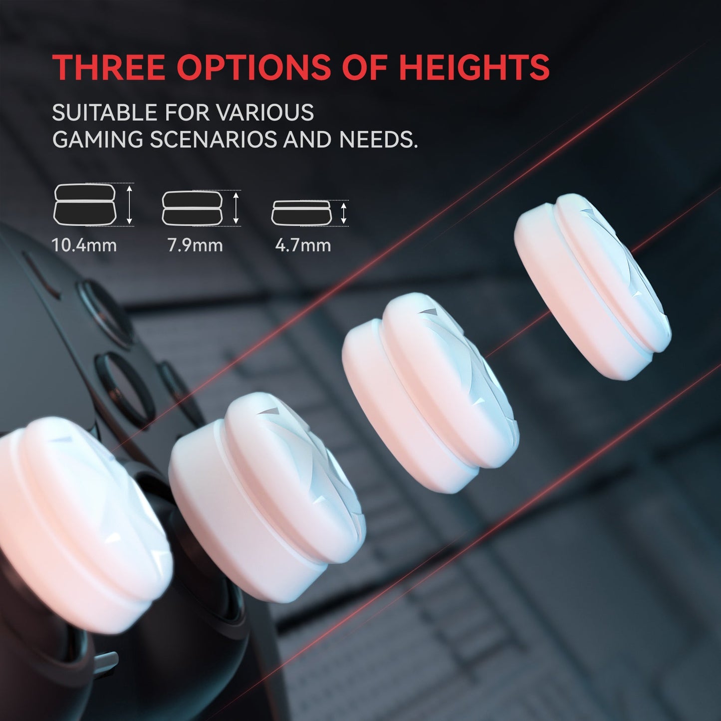 PlayVital Razor Thumbs Cushion Thumb Grips Caps for PS5 & PS4 & Switch Pro & Xbox Elite Series 2 & Xbox One & Xbox Core Wireless Controller - White - PJM3058 PlayVital