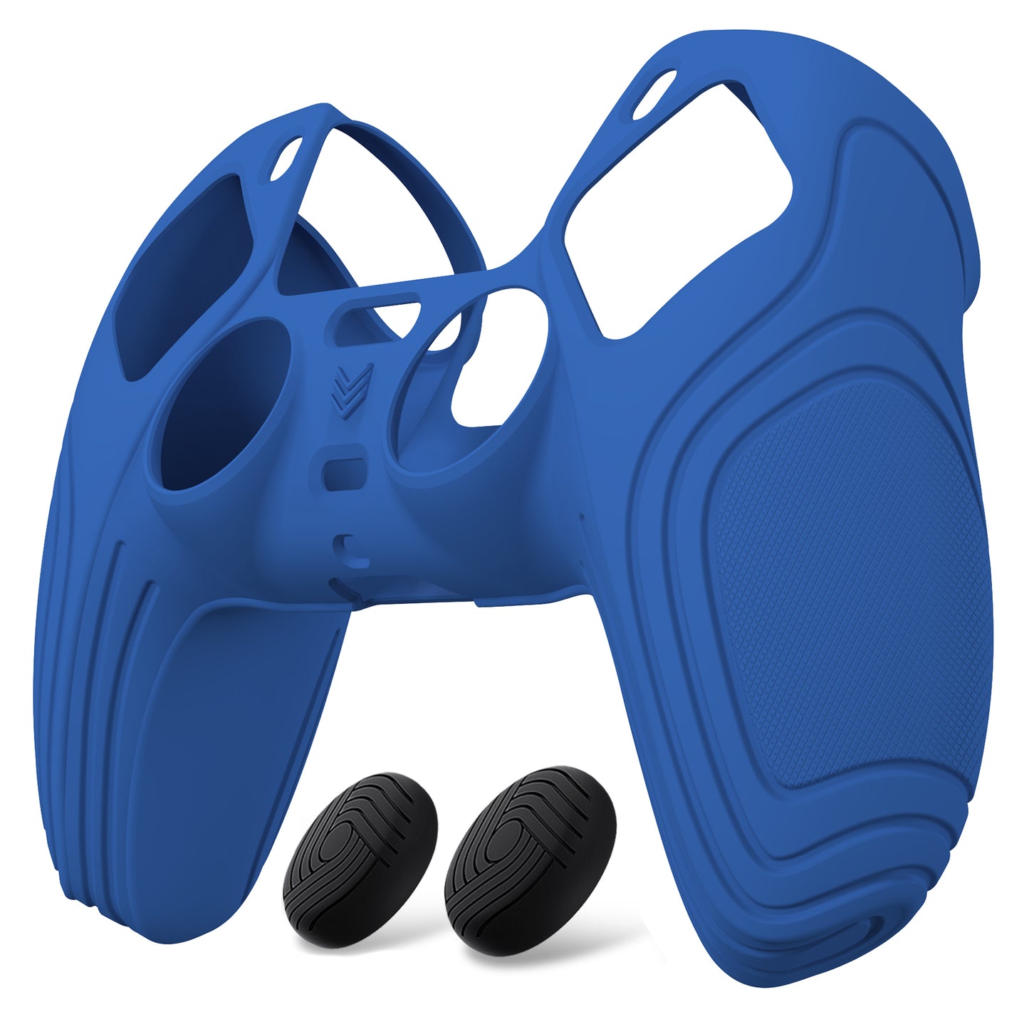PlayVital Samurai Edition 滑り止めシリコンカバースキン サムグリップキャップ付き PS5 ワイヤレスコントローラー用【ブルー】