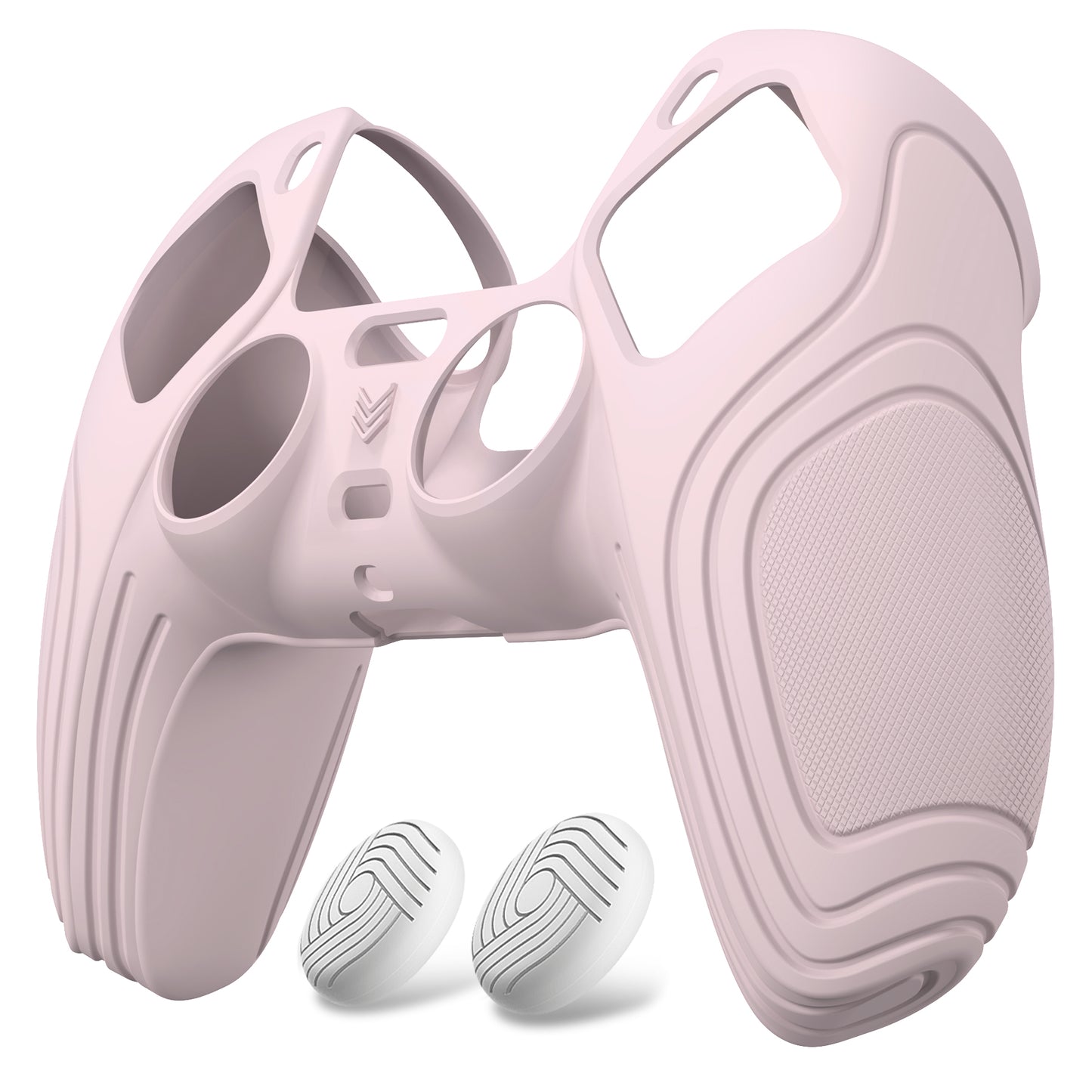 PlayVital Samurai Edition 滑り止めシリコンカバースキン サムグリップキャップ付き PS5 ワイヤレスコントローラー用【サクラピンク色】