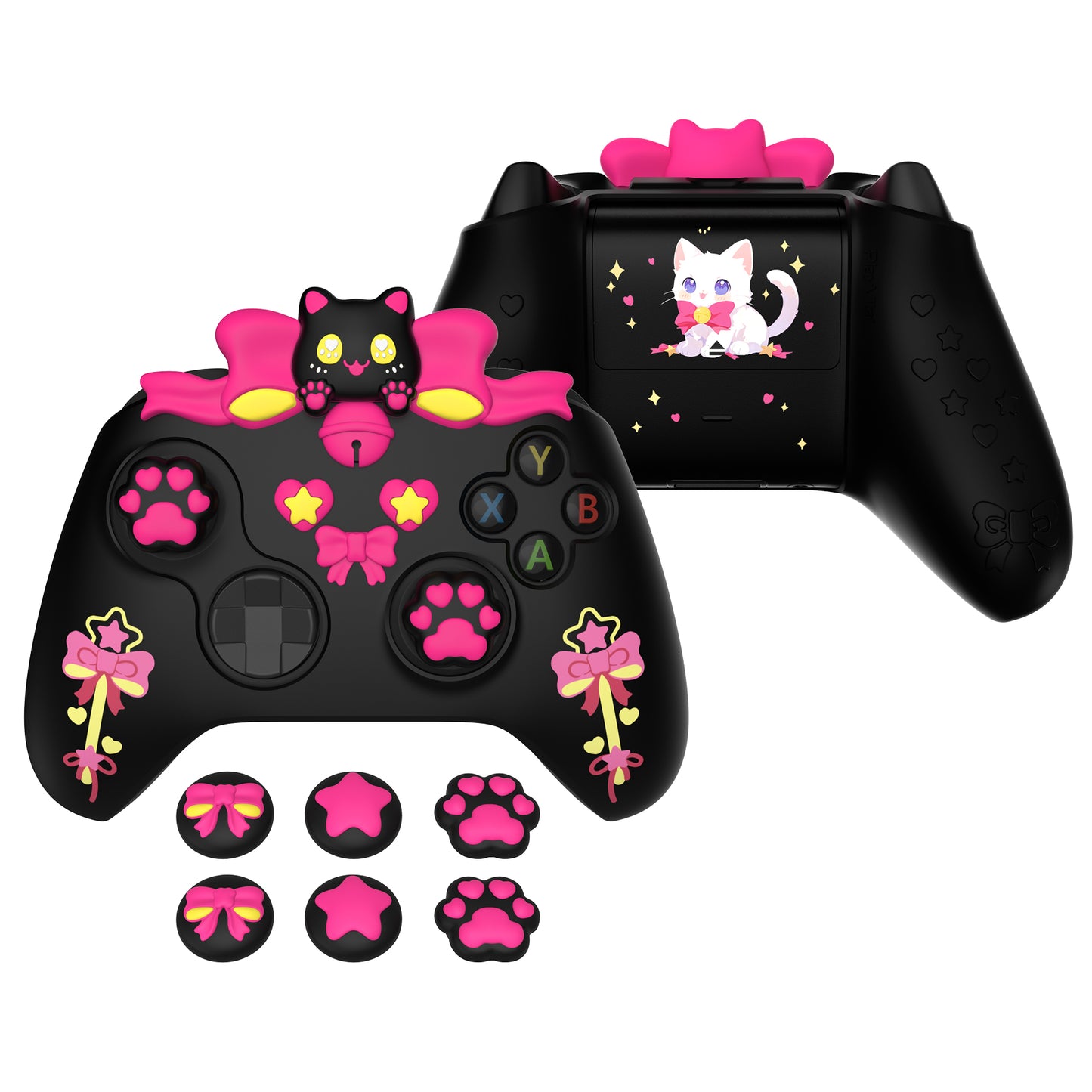 PlayVital スウィートハートキティシリーズ シリコンカバー(サムグリップとステッカー付き) Xbox Series X/S コントローラーおよび Xbox Core ワイヤレスコントローラー用 【ブラック】