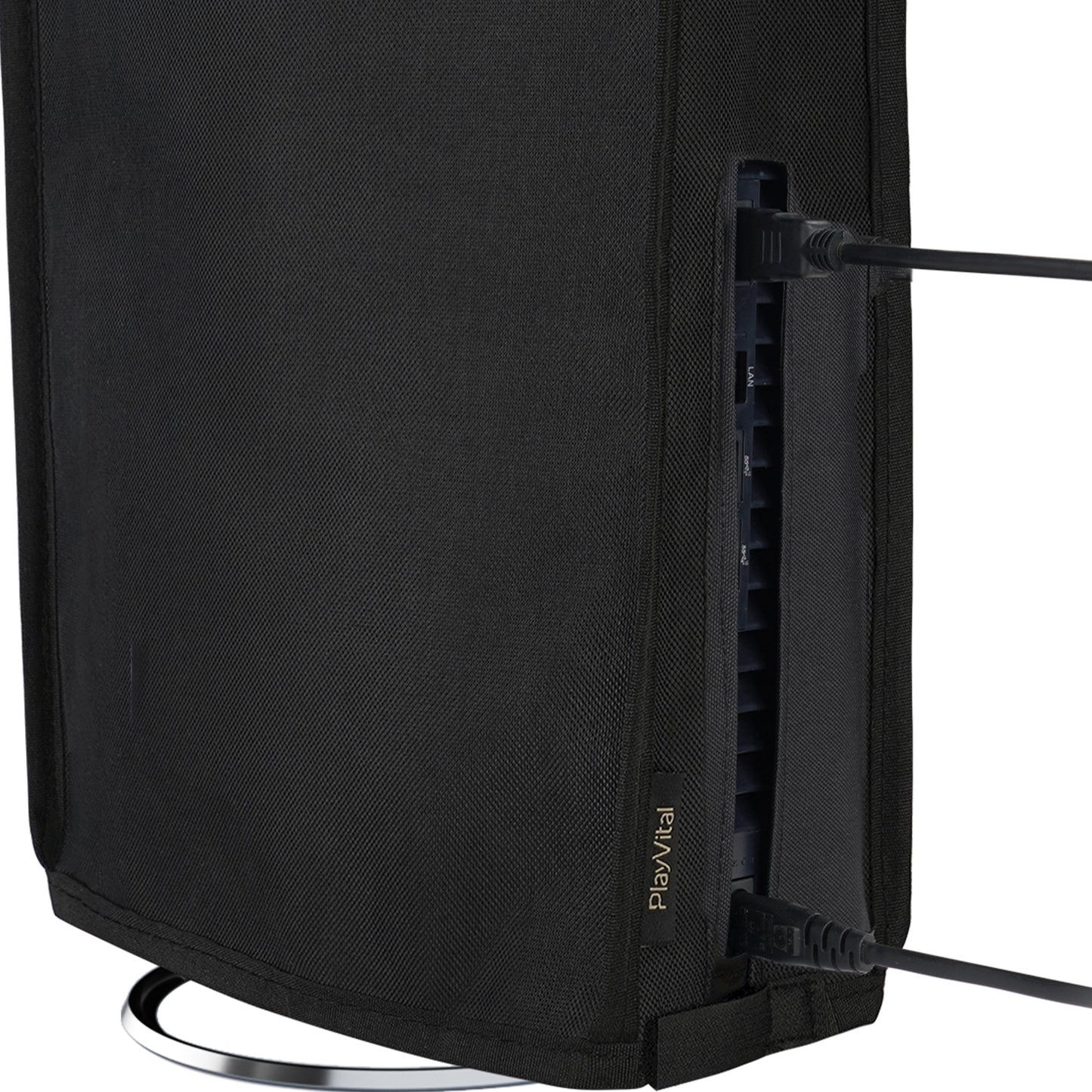 PlayVital ps5 Pro対応用縦置き防塵カバー、ディスクやデジタルエディション対応、ナイロン製ダストカバーは防水やキズ防止【ブラック】