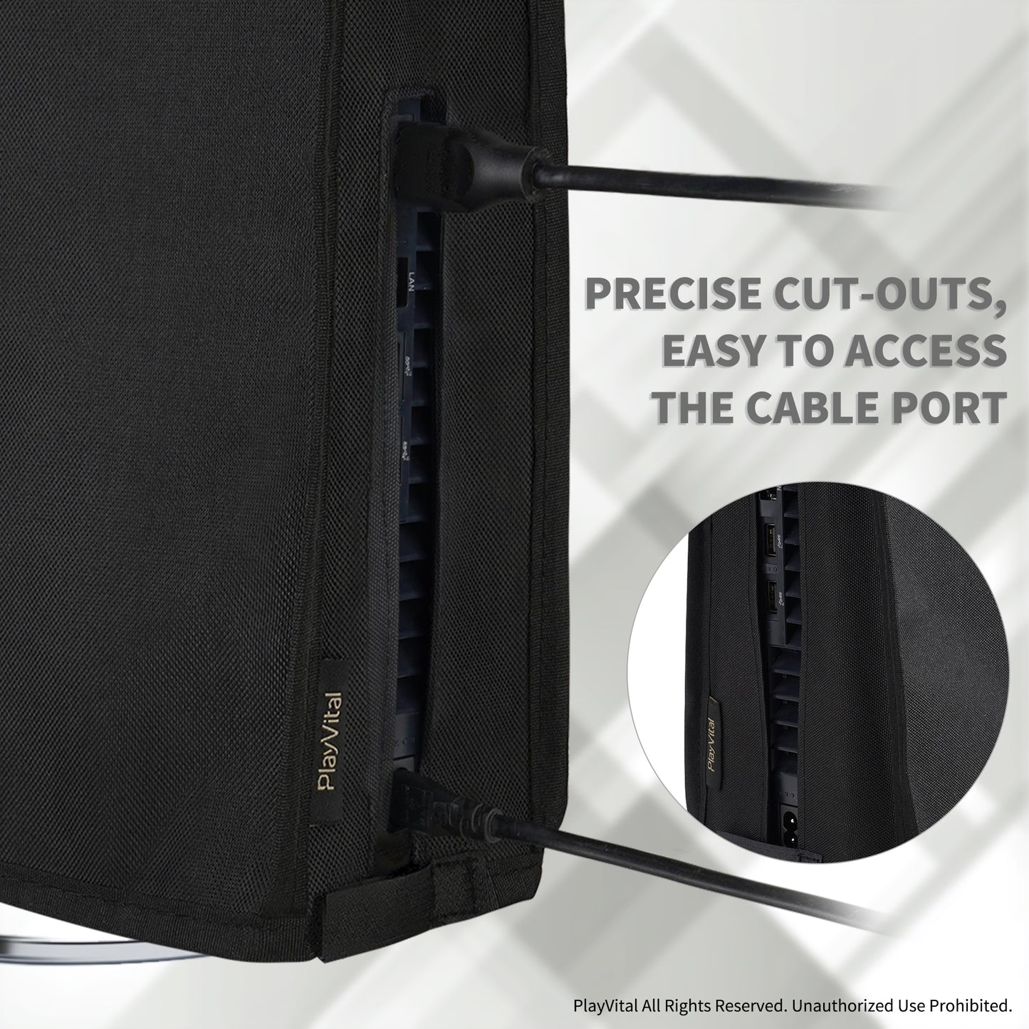 PlayVital ps5 Pro対応用縦置き防塵カバー、ディスクやデジタルエディション対応、ナイロン製ダストカバーは防水やキズ防止【ブラック】