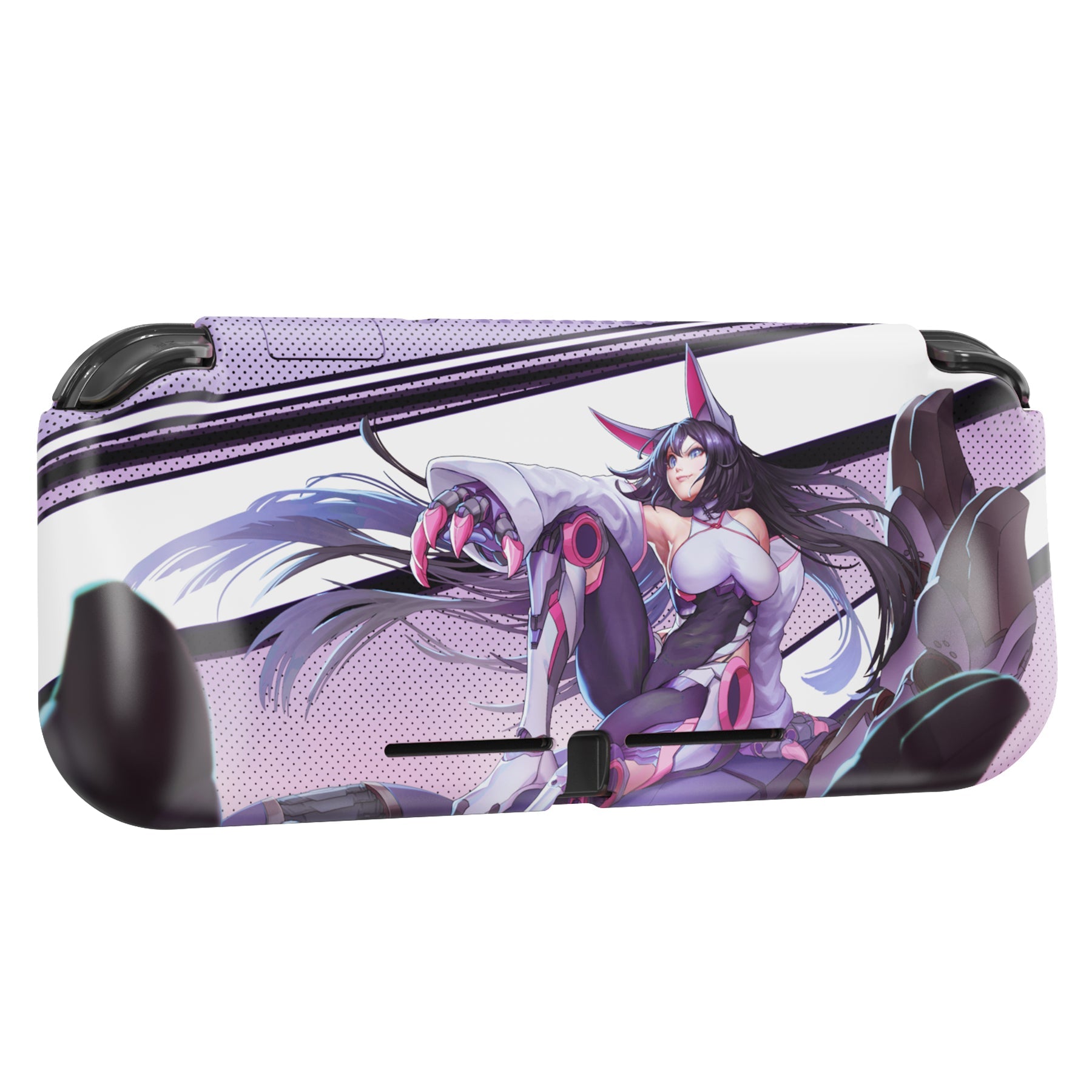 PlayVital ZealProtect Hard Shell Protective Case with Screen Protector & Thumb Grip Caps & Button Caps for NS Switch Lite - Neko Mecha - PSLYR003 playvital