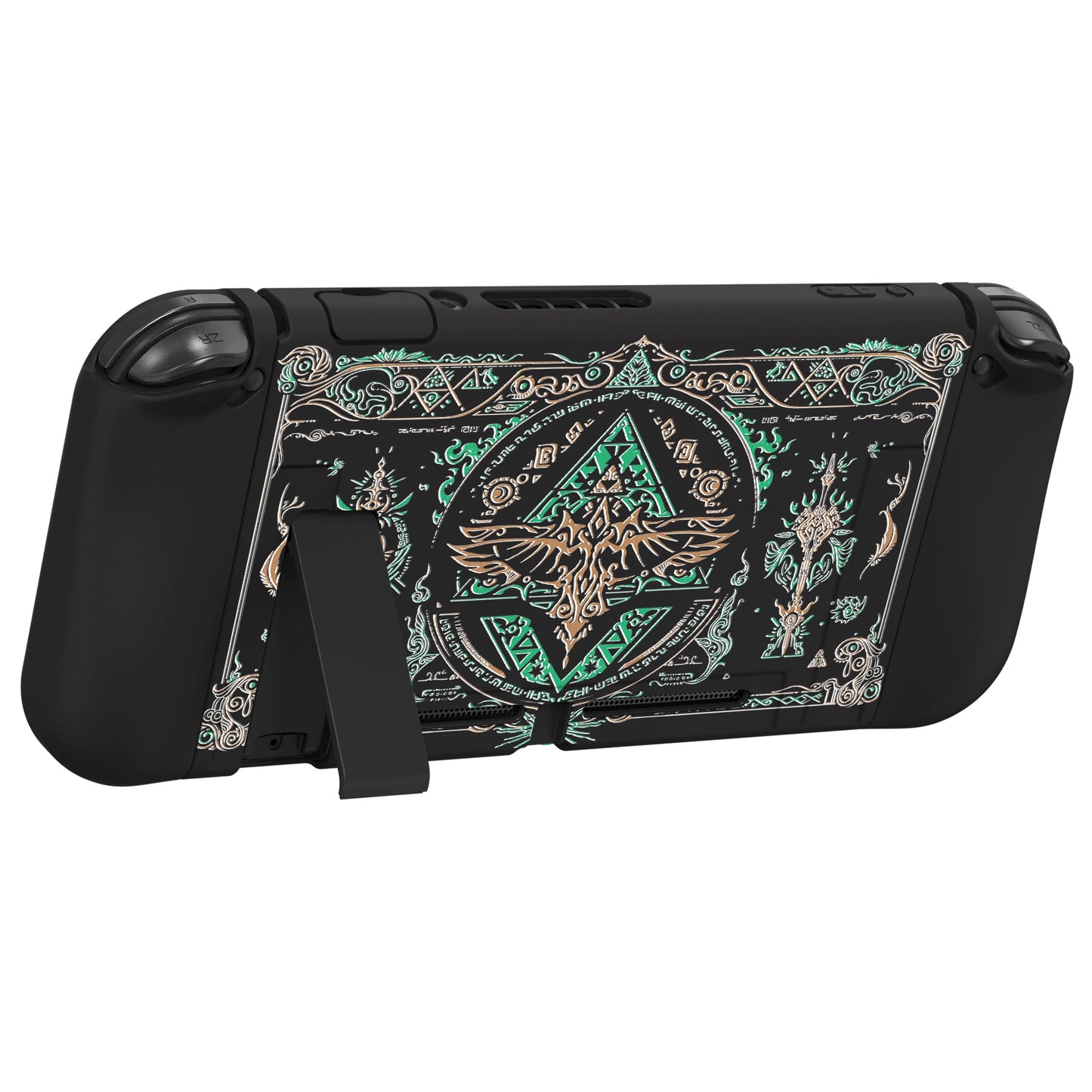 PlayVital ZealProtect Soft Protective Case for Nintendo Switch, Flexible Cover for Switch with Tempered Glass Screen Protector & Thumb Grips & ABXY Direction Button Caps - Totem of Kingdom - RNSYV6038 playvital