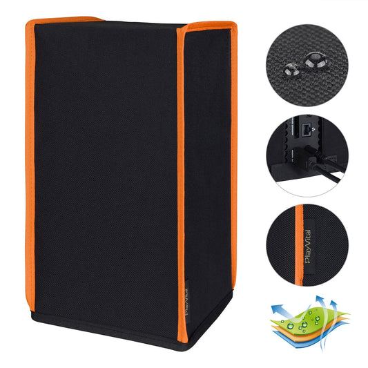 PlayVital Black & Orange Trim Nylon Dust Cover for Xbox Series X Console, Soft Neat Lining Dust Guard, Anti Scratch Waterproof Cover Sleeve for Xbox Series X Console - X3PJ012 PlayVital