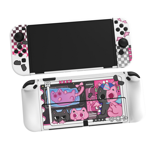 PlayVital PP&VV ハードシェル保護ケース、親指グリップキャップとボタンキャップ付き、Nintendo 有機el用【ツインズ】【 JSOYT003】