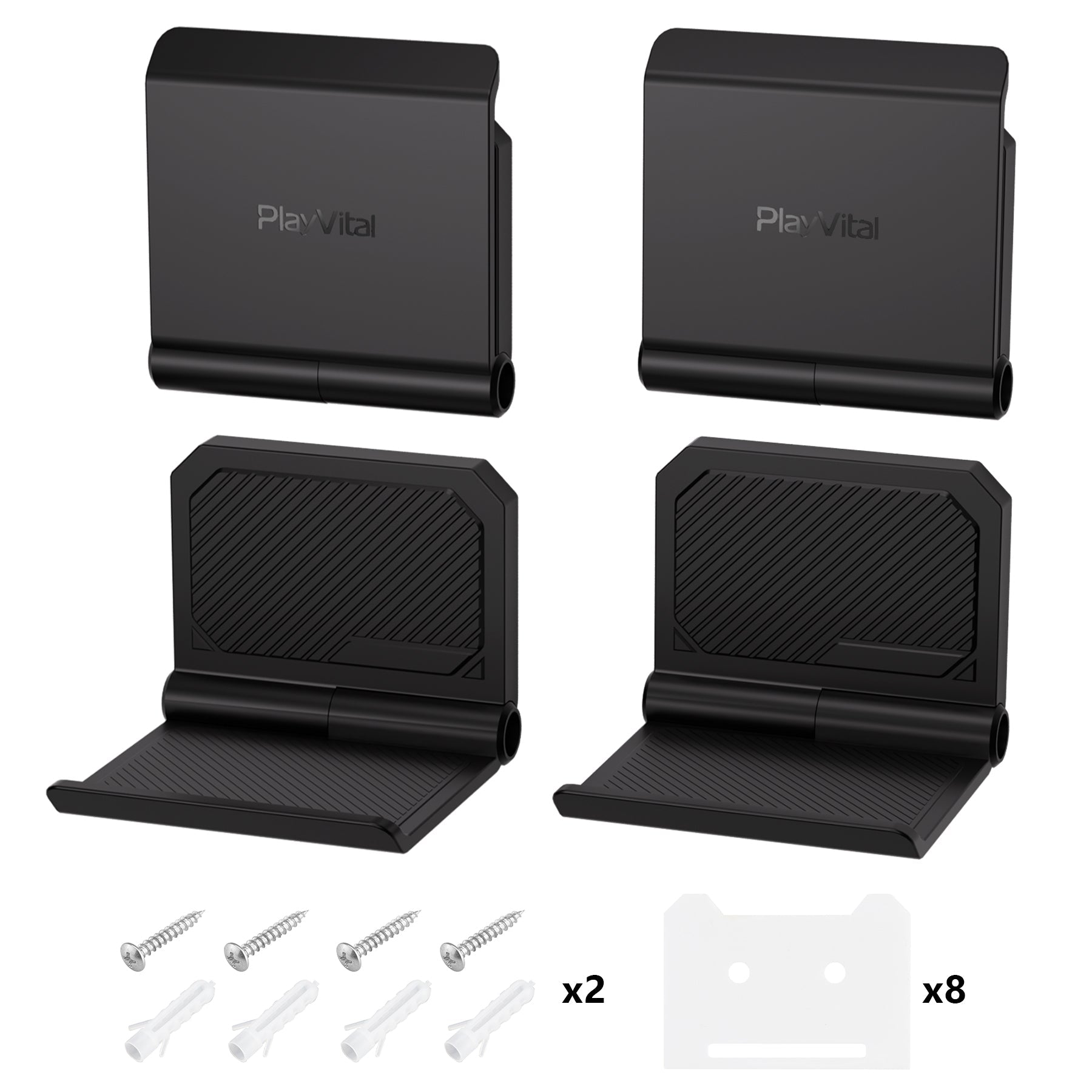 PlayVital 4 Set FOLD Controller Wall Mount for ps5/4 & Xbox Series X/S & Switch Pro & Xbox Wireless Headset & Pulse 3D Headset - Black - DMYPFM002 PlayVital