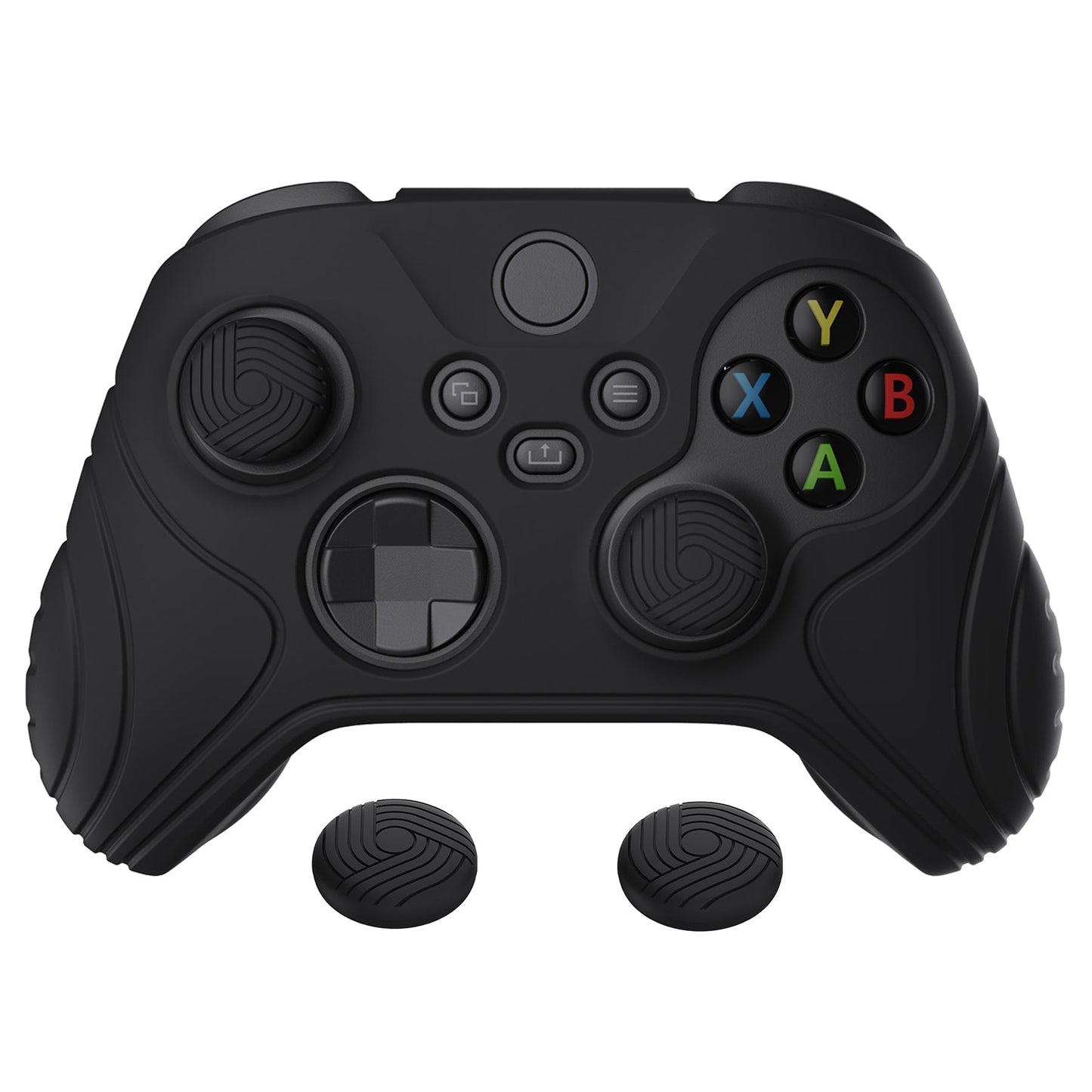 PlayVital Samurai Edition Black Anti-slip Controller Grip Silicone Skin, Ergonomic Soft Rubber Protective Case Cover for Xbox Series S/X Controller with Black Thumb Stick Caps - WAX3001 PlayVital