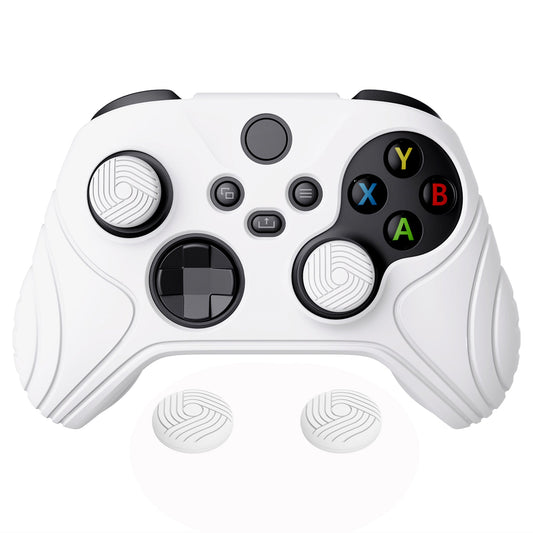 PlayVital Samurai Edition White Anti-slip Controller Grip Silicone Skin, Ergonomic Soft Rubber Protective Case Cover for Xbox Series S/X Controller Model 1914 with White Thumb Stick Caps - WAX3002 PlayVital