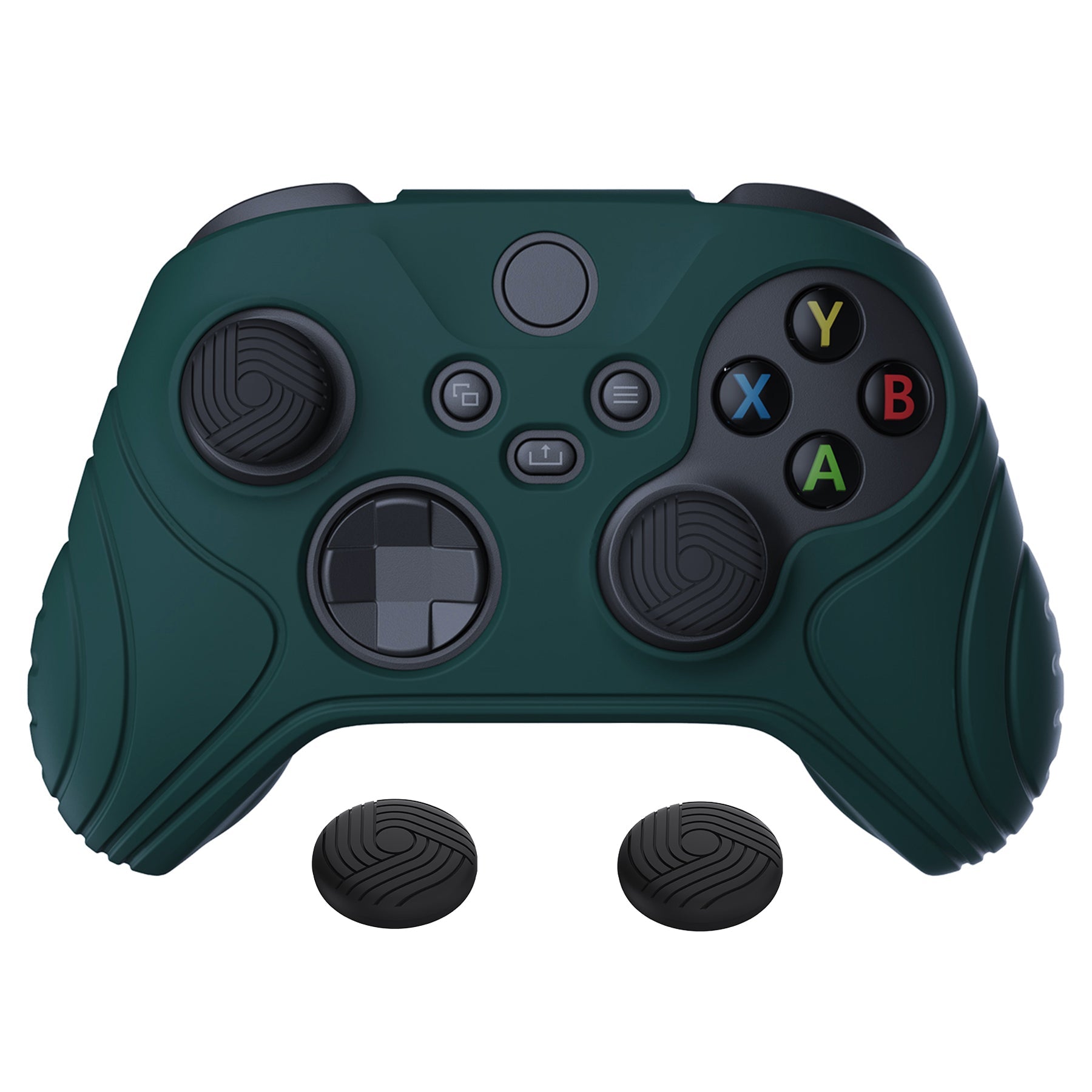 PlayVital Samurai Edition Racing Green Anti-slip Controller Grip Silicone Skin, Ergonomic Soft Rubber Protective Case Cover for Xbox Series S/X Controller with Black Thumb Stick Caps - WAX3004 PlayVital