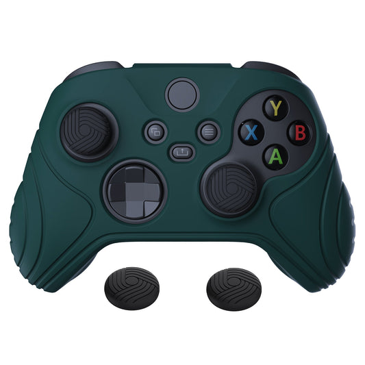 PlayVital Samurai Edition Racing Green Anti-slip Controller Grip Silicone Skin, Ergonomic Soft Rubber Protective Case Cover for Xbox Series S/X Controller with Black Thumb Stick Caps - WAX3004 PlayVital