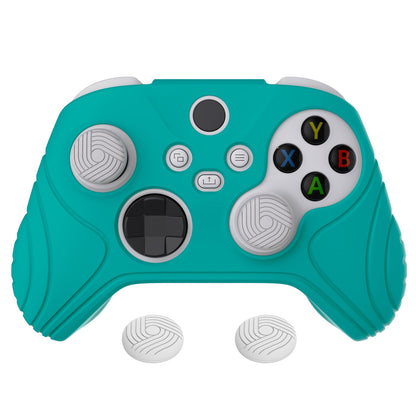 PlayVital Samurai Edition Aqua Green Anti-slip Controller Grip Silicone Skin, Ergonomic Soft Rubber Protective Case Cover for Xbox Series S/X Controller with Black Thumb Stick Caps - WAX3010 PlayVital