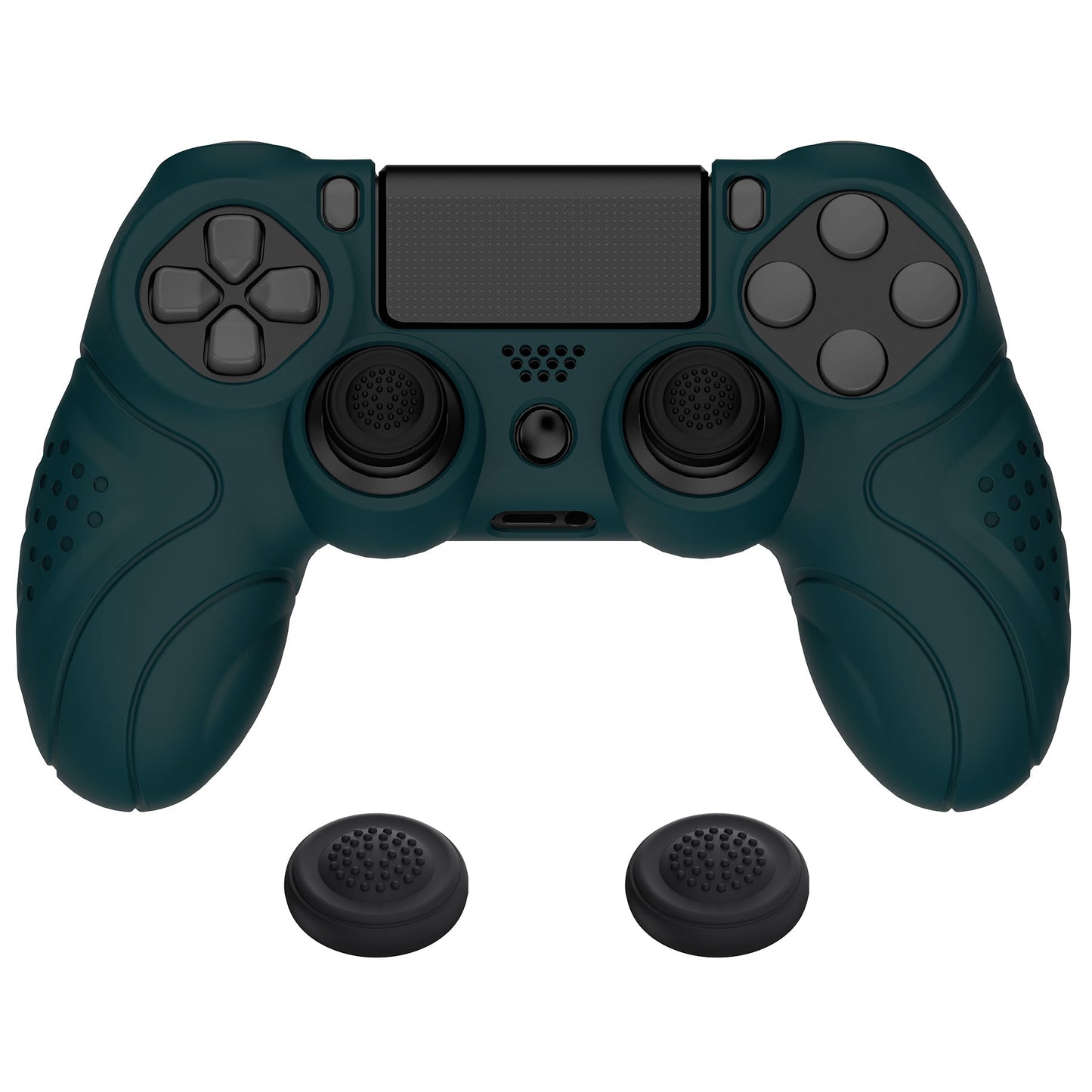 PlayVital Guardian Edition Racing Green Ergonomic Soft Anti-Slip Controller Silicone Case Cover for ps4, Rubber Protector Skins with black Joystick Caps for PS4 Slim PS4 Pro Controller - P4CC0062 playvital