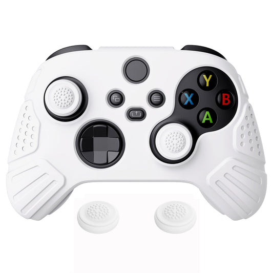 PlayVital Guardian Edition White Ergonomic Soft Anti-slip Controller Silicone Case Cover, Rubber Protector Skins with White Joystick Caps for Xbox Series S and Xbox Series X Controller - HCX3002 PlayVital